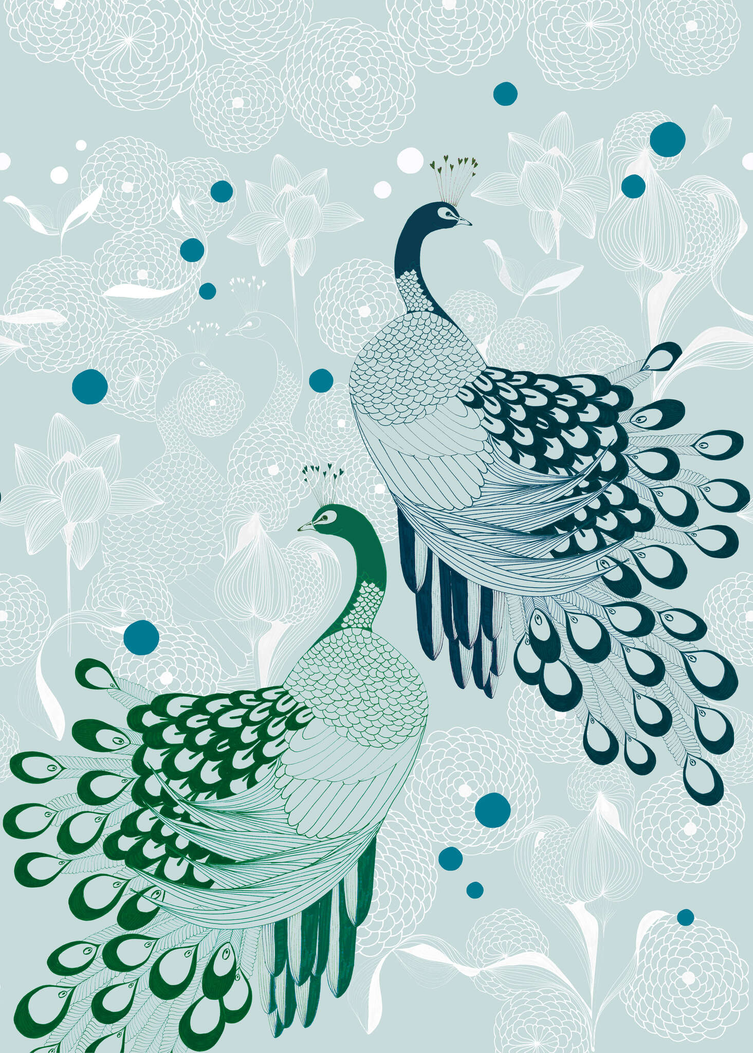 10-539158 Artikelscan 1 Club botanique peacock wallpaper in blue-green 539158