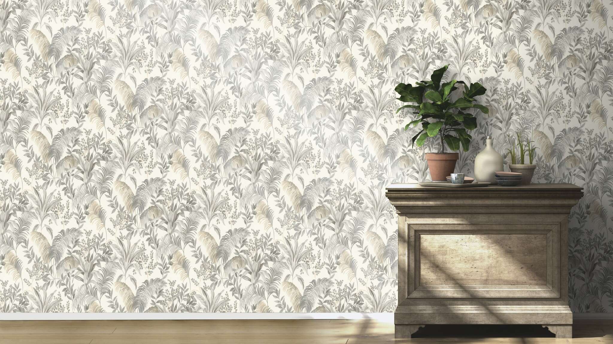 10-481945 Raumsituationen 1 Non-woven wallpaper in gray Florentine IV 481945