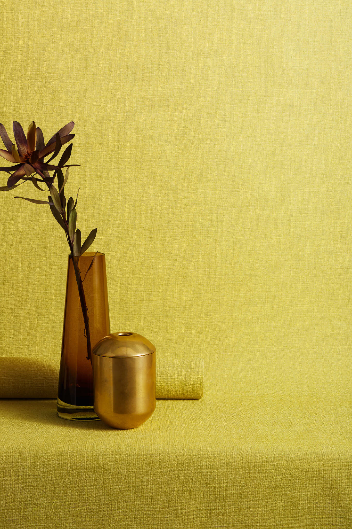 10-449839 Raumbilder 1 Textile look non-woven wallpaper in yellow Selection 449839