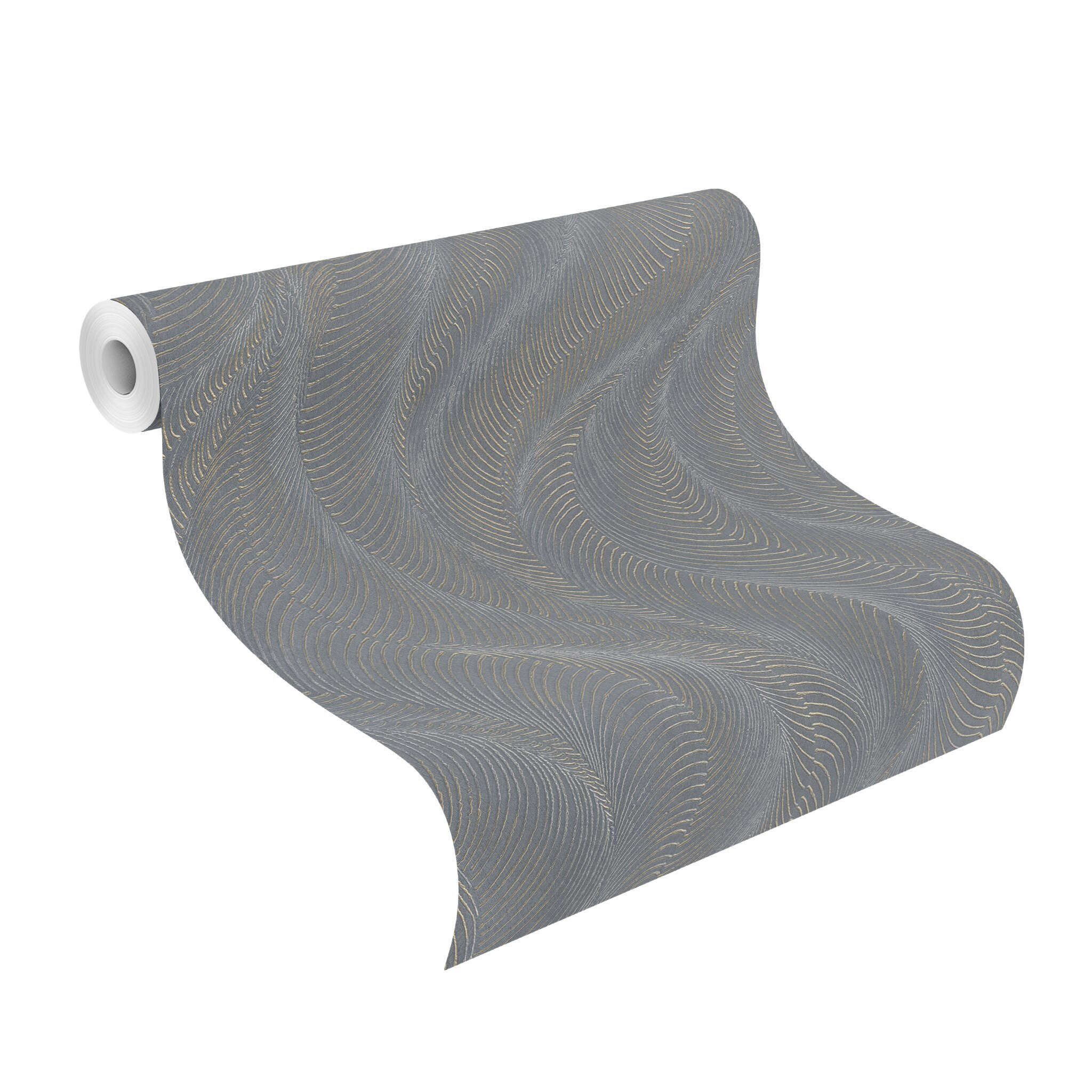 10-659665 Rolle abgerollt 1 Non-woven wallpaper in blue-taupe Incanto 659665