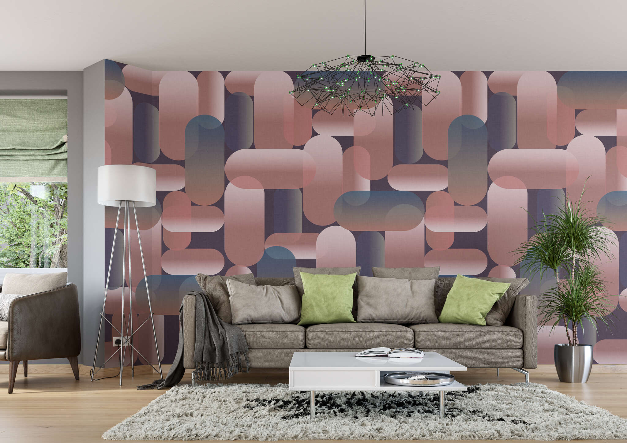 Wohnzimmer mit 364064 - Wandbild - Anleihen aus den 70ern prägen dieses Oval-Muster magicwalls photo wallpaper 364064