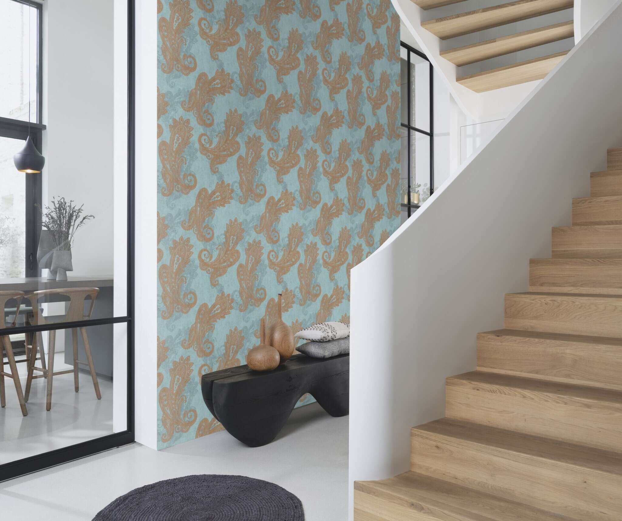 10-746440 Raumsituationen 2 Room with Oriental wallpaper with paisley-style ornaments