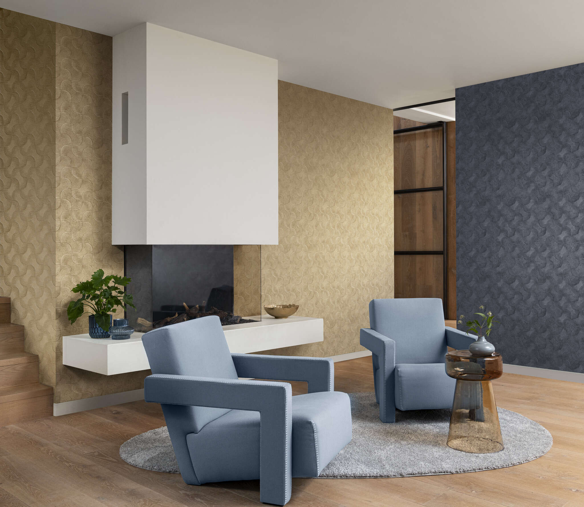 10-608151 Raumbilder 1 Pattern non-woven wallpaper in gold-gold dark Sky Lounge 608151