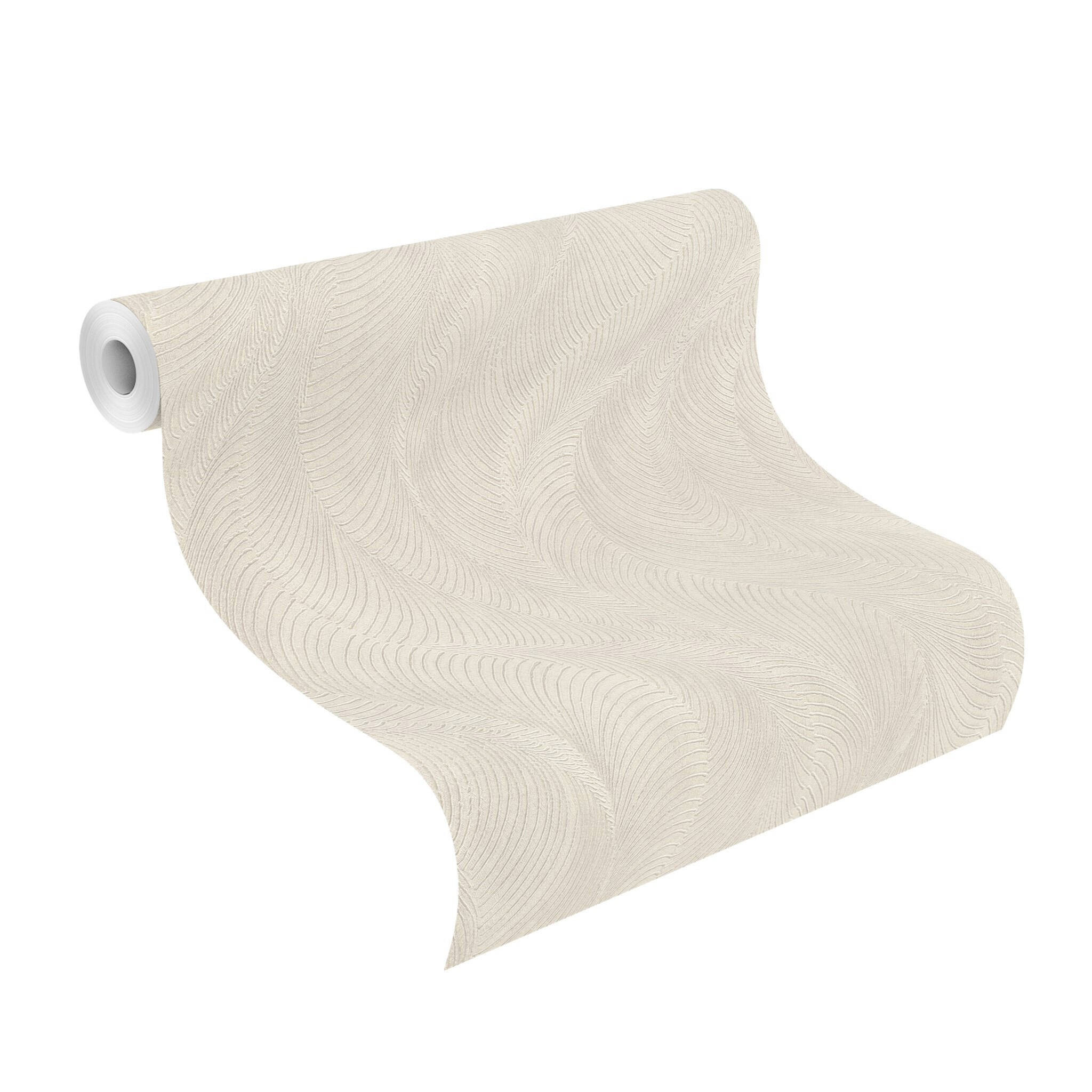 10-659610 Rolle abgerollt 1 Non-woven wallpaper in green-taupe Incanto 659610
