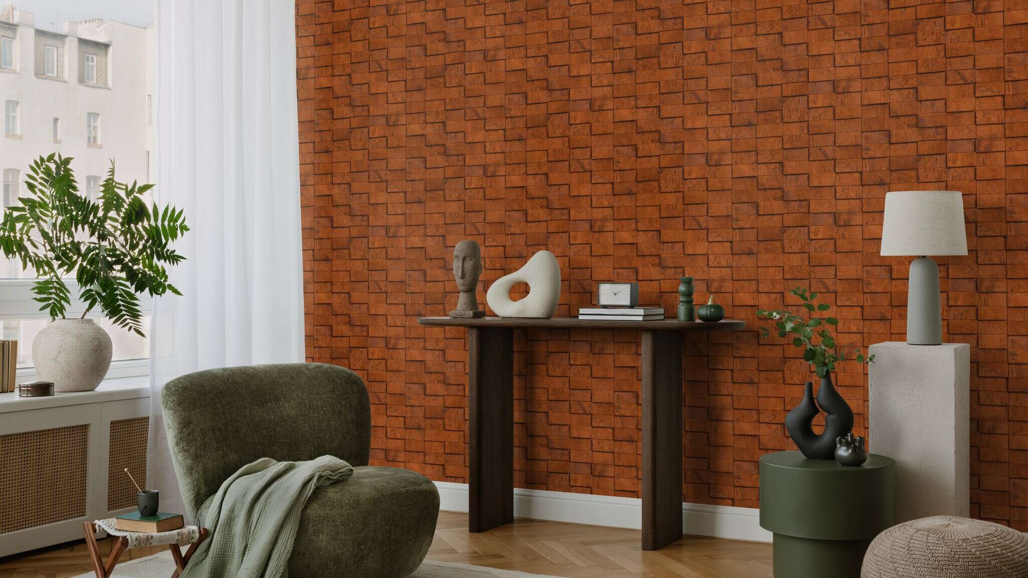 10-497120 Raumsituationen 2 Papier peint intissé copper tile en marron - Factory VI 497120