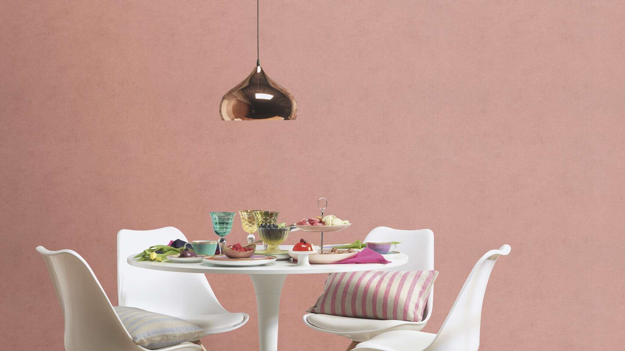 10-408157 Raumsituationen 2 Textile texture non-woven wallpaper in pink-olive Beachhouse 408157