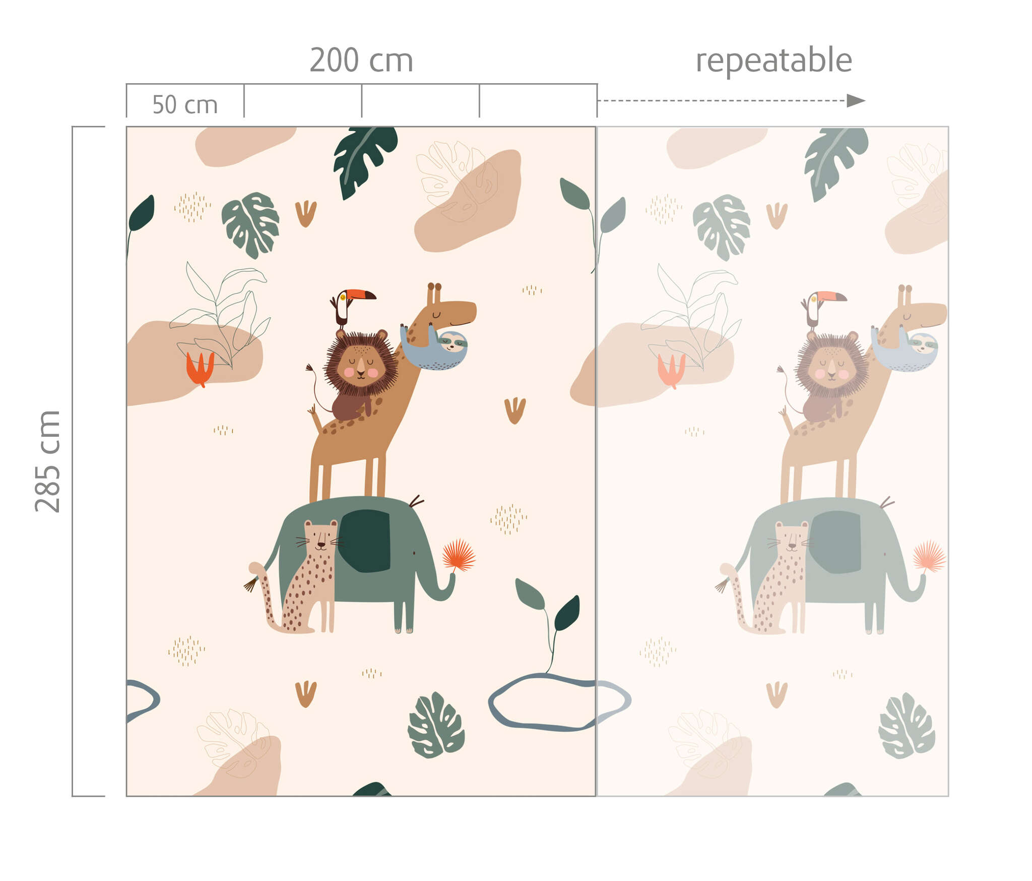 10-300373 Bildauschnitt 1 Wall mural Safari stack in Green | Roomblush - RB455