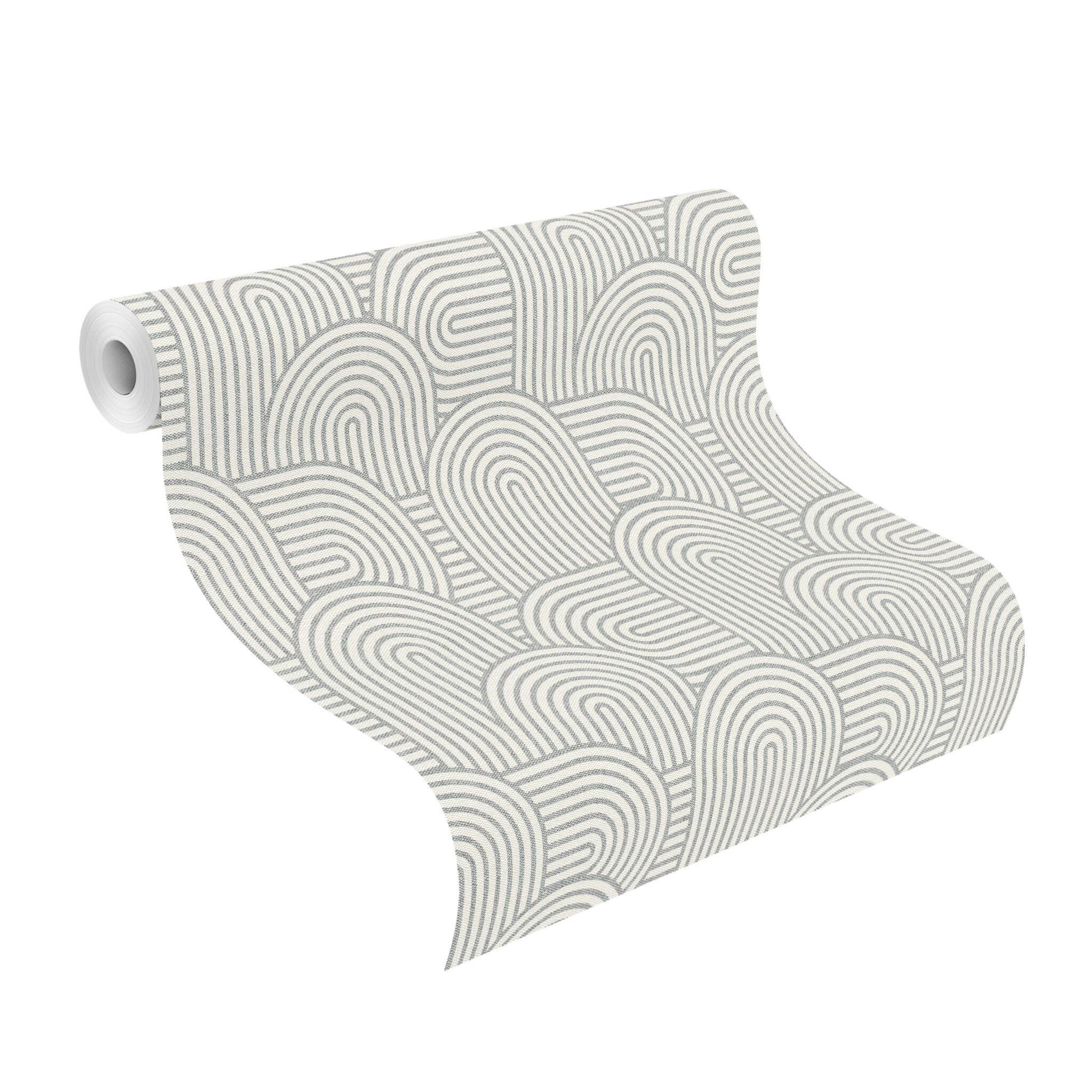 10-634143 Rolle abgerollt 1 Rouleau de déroulé avec Papier peint avec des lignes courbes dans le style Art déco