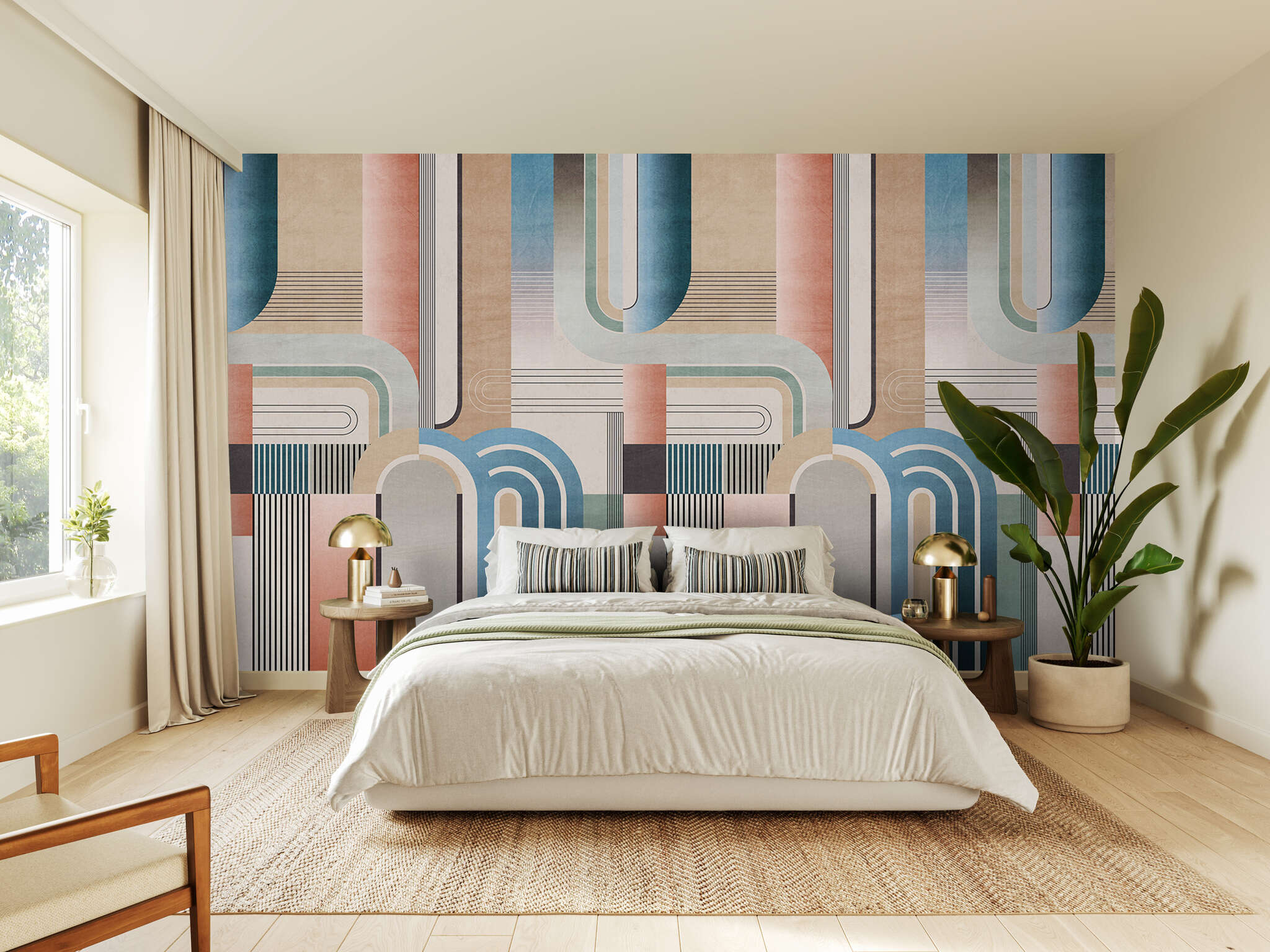 10-300075 Raumsituationen 2 Wall mural Vintage Twist in Beige | Roomblush - RB466