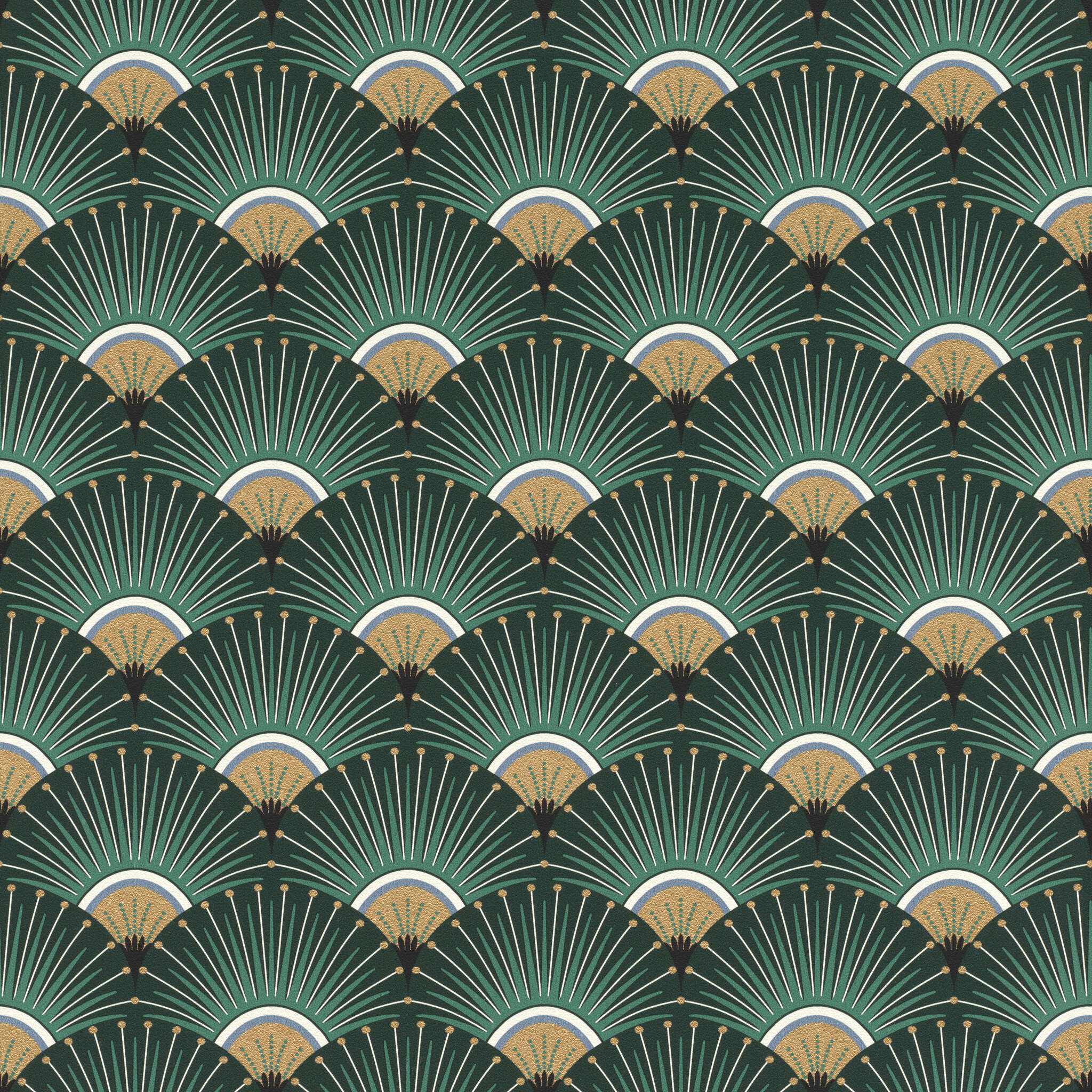 10-637618 Artikelscan 1 Wallpaper with stylised peacock fan in Art Deco style