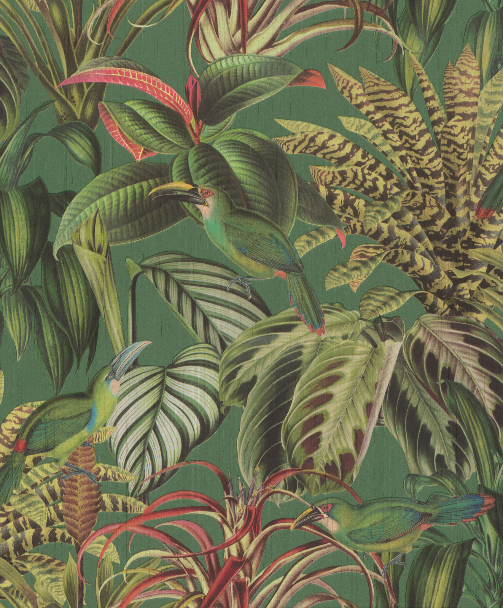 Non-woven wallpaper in green-grey green Selection vinyl/non-woven 814644