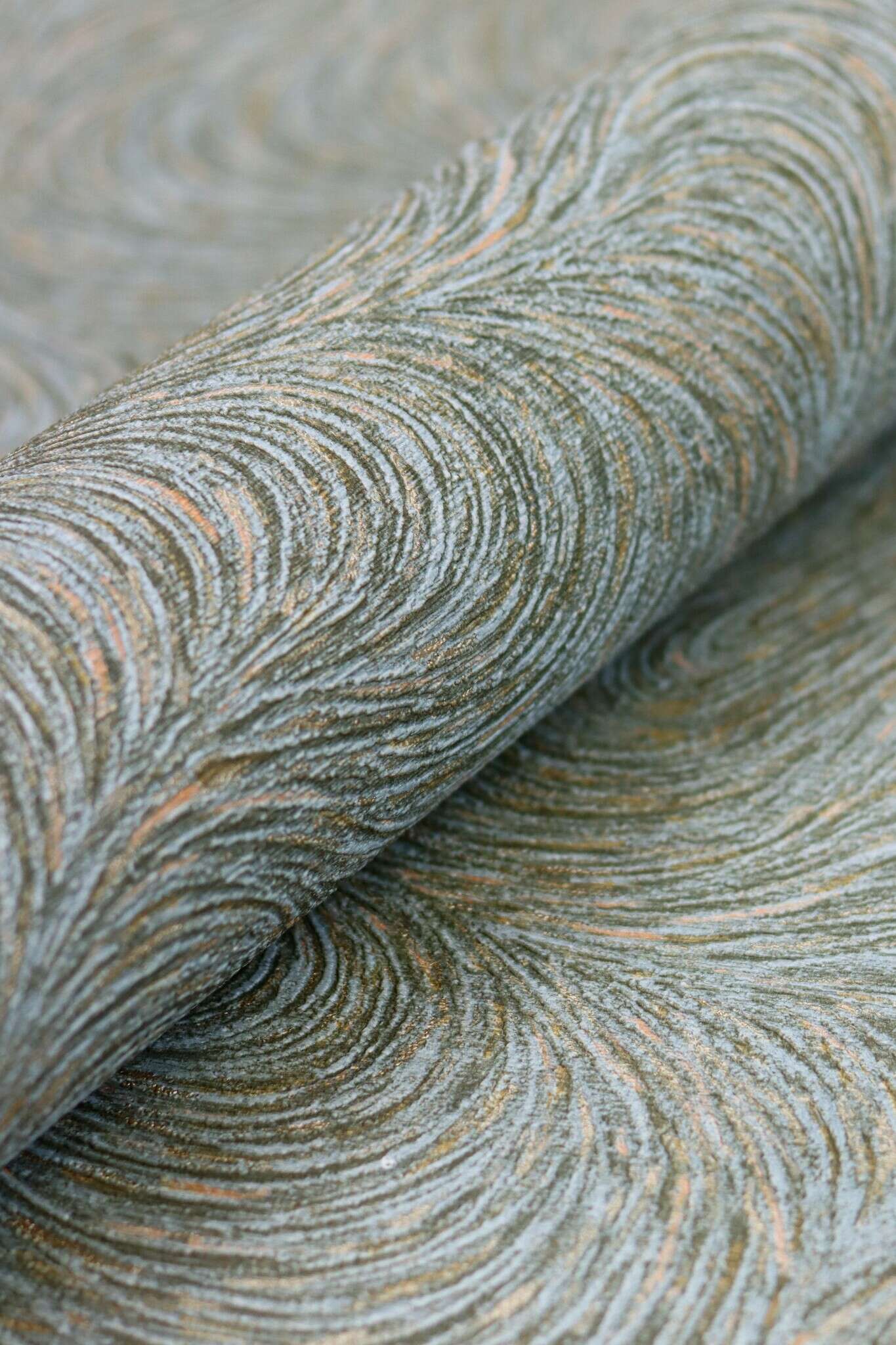 10-970111 Detailaufnahmen 11 Vague papier peint intissé bleu-bleu-gris Selection double largeur 970111