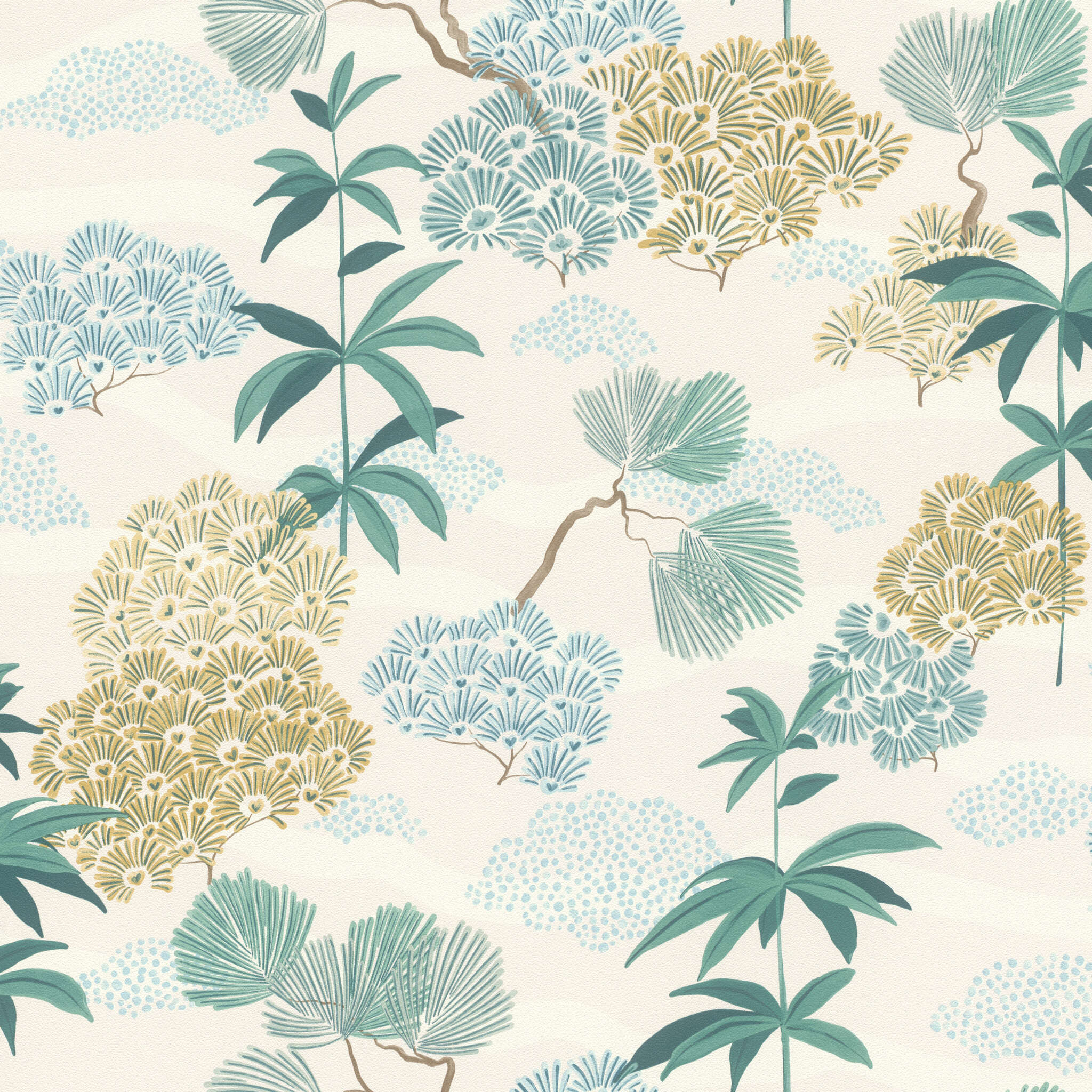 10-792515 Artikelscan 1 Wallpaper with bamboo plants and fantasy flowers
