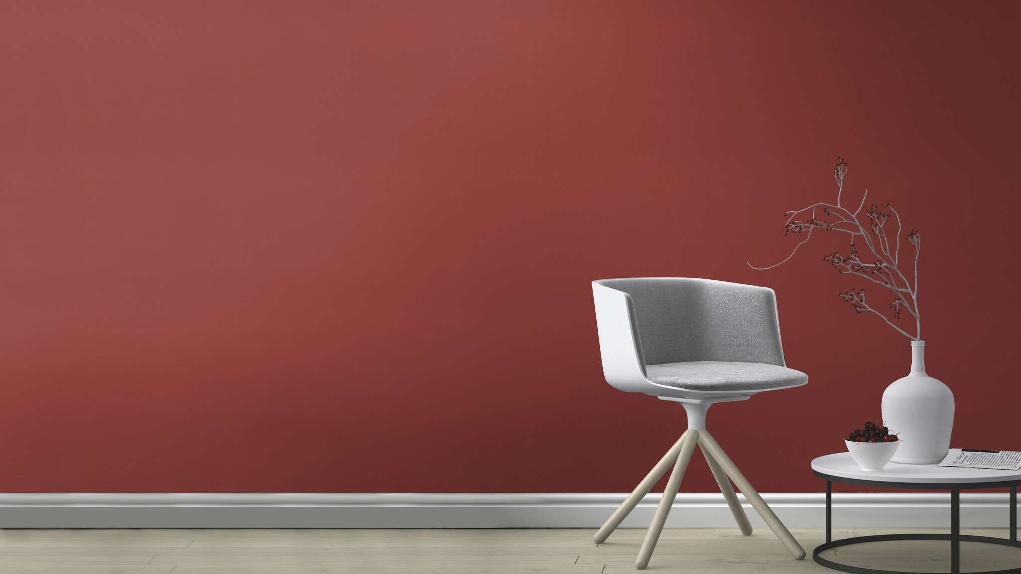 10-688061 Raumsituationen 2 Room with Single-colour wallpaper with a textile texture