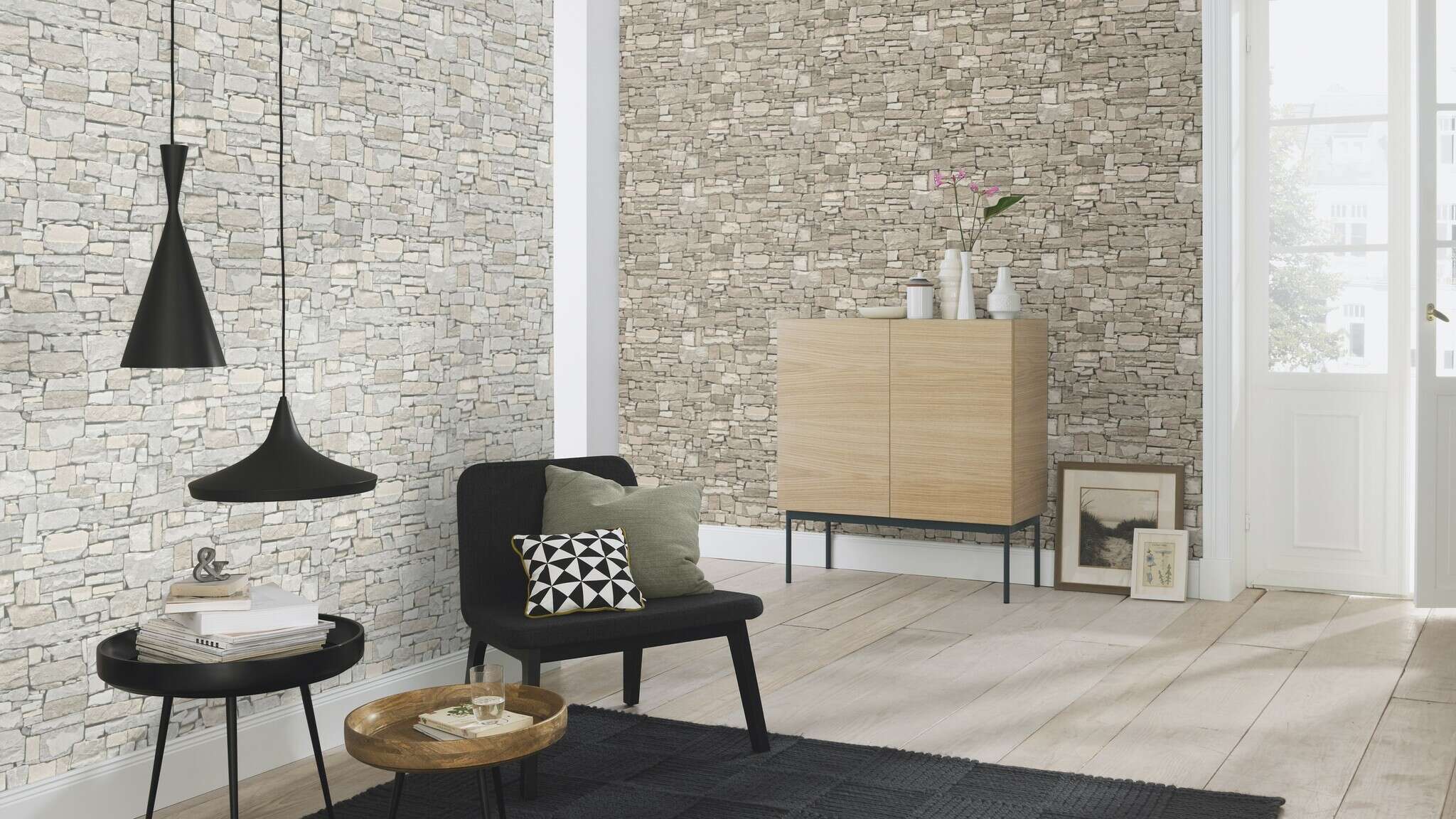 10-859126 Raumsituationen 2 Non-woven wallpaper in beige Selection vinyl/non-woven 859126