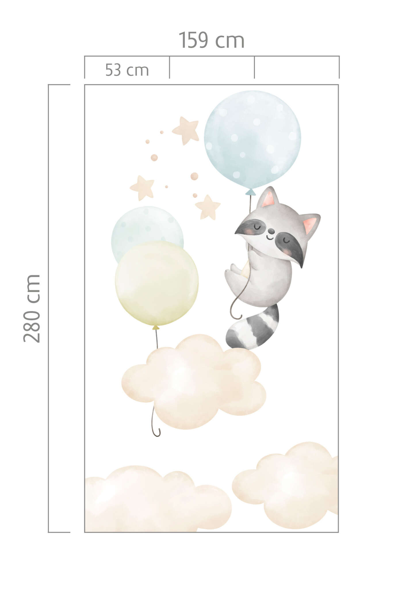 10-367942 Bildauschnitt 1 Fototapete Kinderzimmer mit Ballons und Wolken in Blau - Kids World II 367942