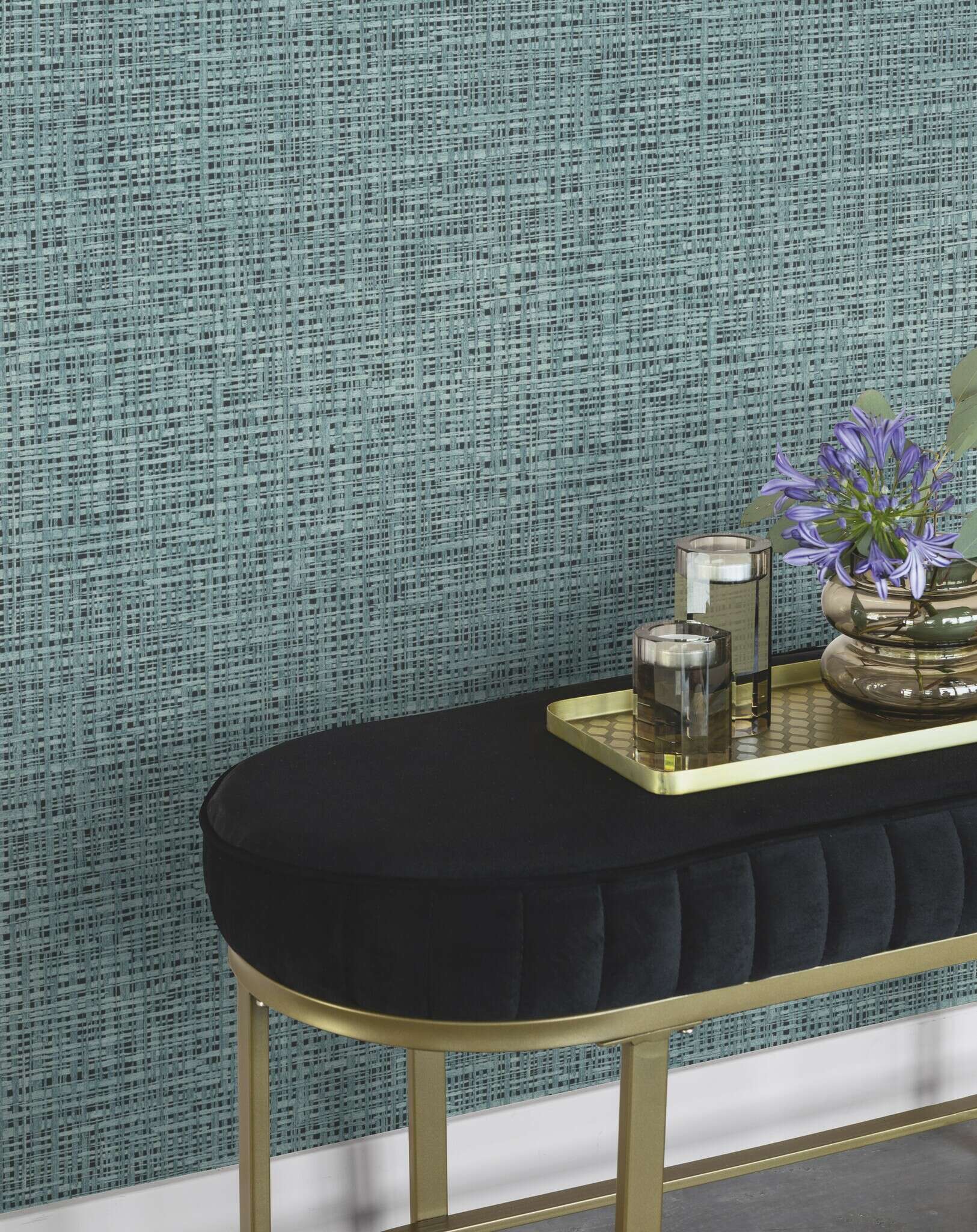 10-865417 Raumsituationen 3 Room with Wallpaper with organic woven pattern