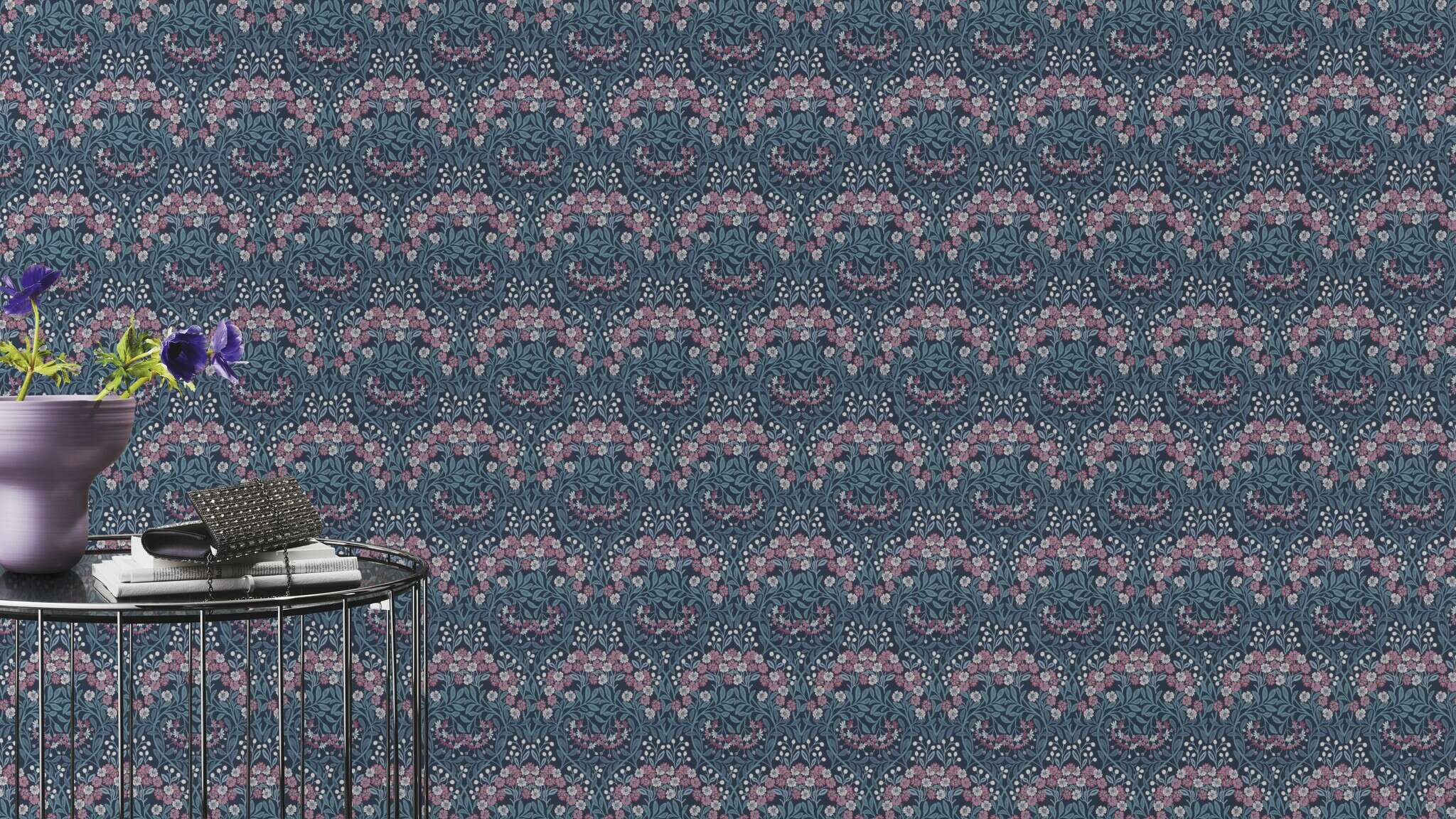 10-710038 Raumsituationen 2 Fleurs papier peint intissé bleu-bleu foncé Selection 710038