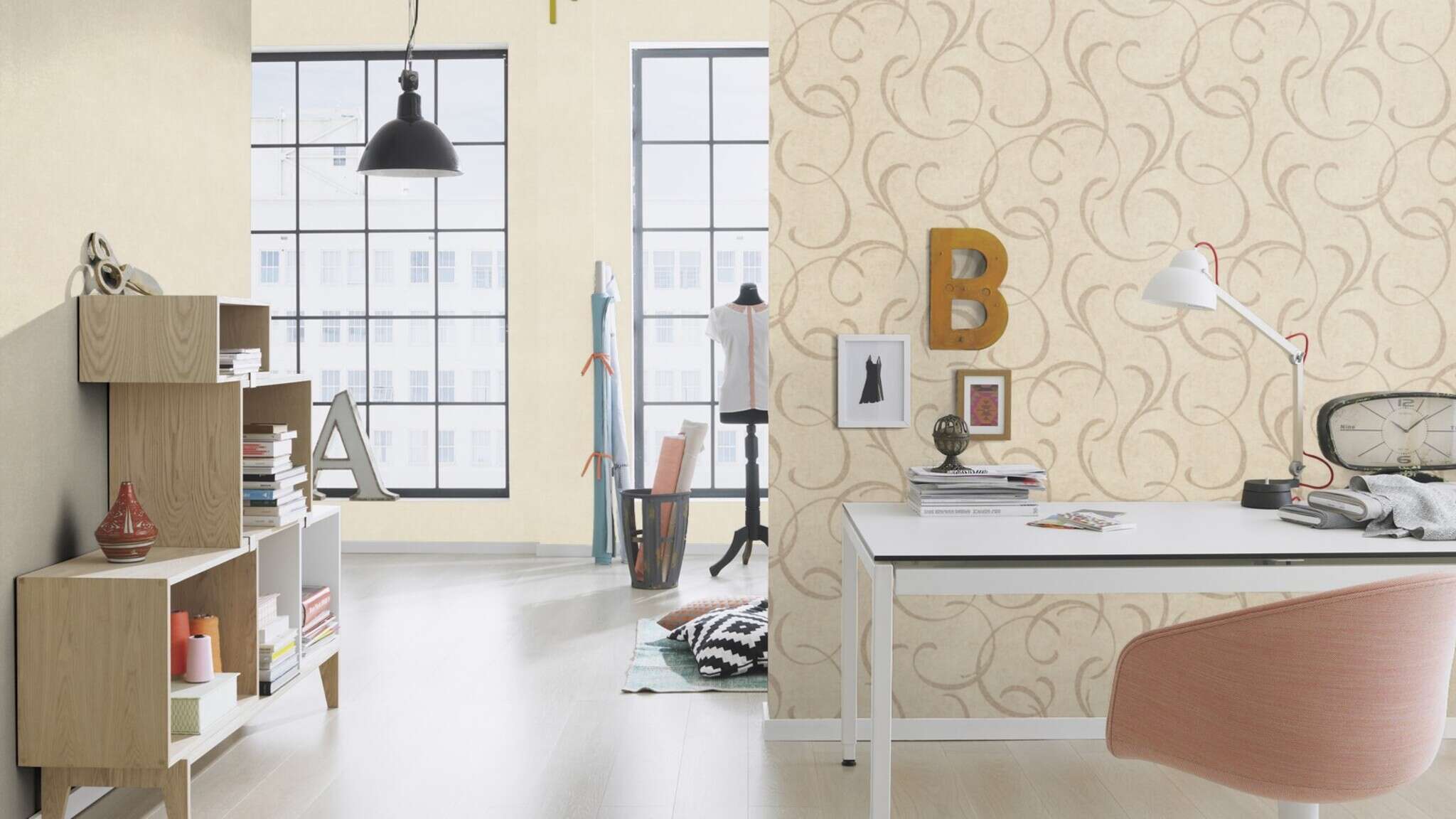 Room with Warm, sandy colours with a fine surface texture – for cosy, natural wall designs.