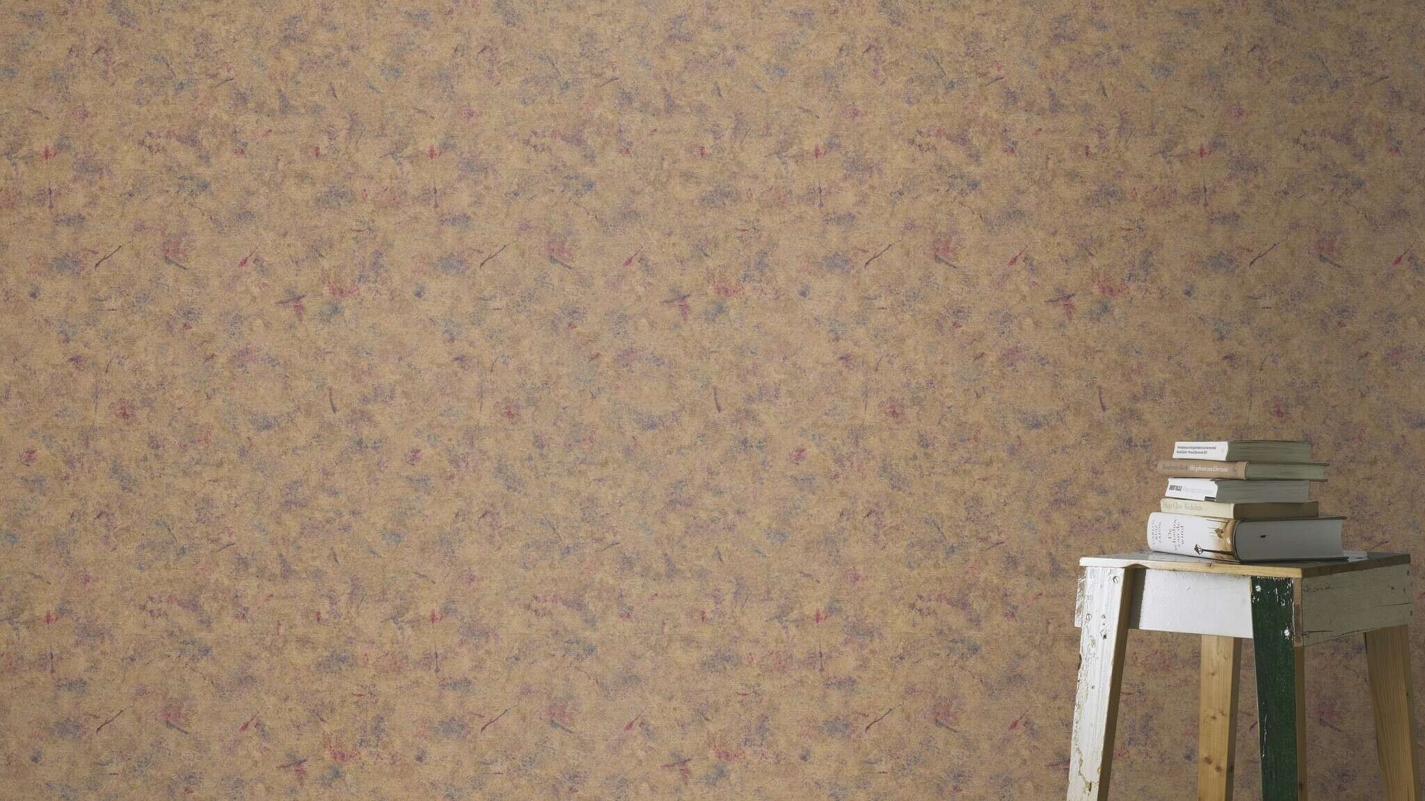 10-649710 Raumsituationen 1 Beton-Optik Vliestapete in Gold-Mattgold Selection 649710
