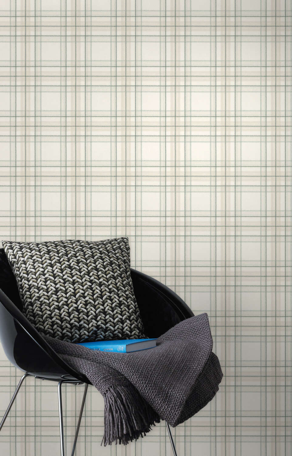 10-537437 Raumbilder 1 Une chambre avec Papier peint à motif tartan
