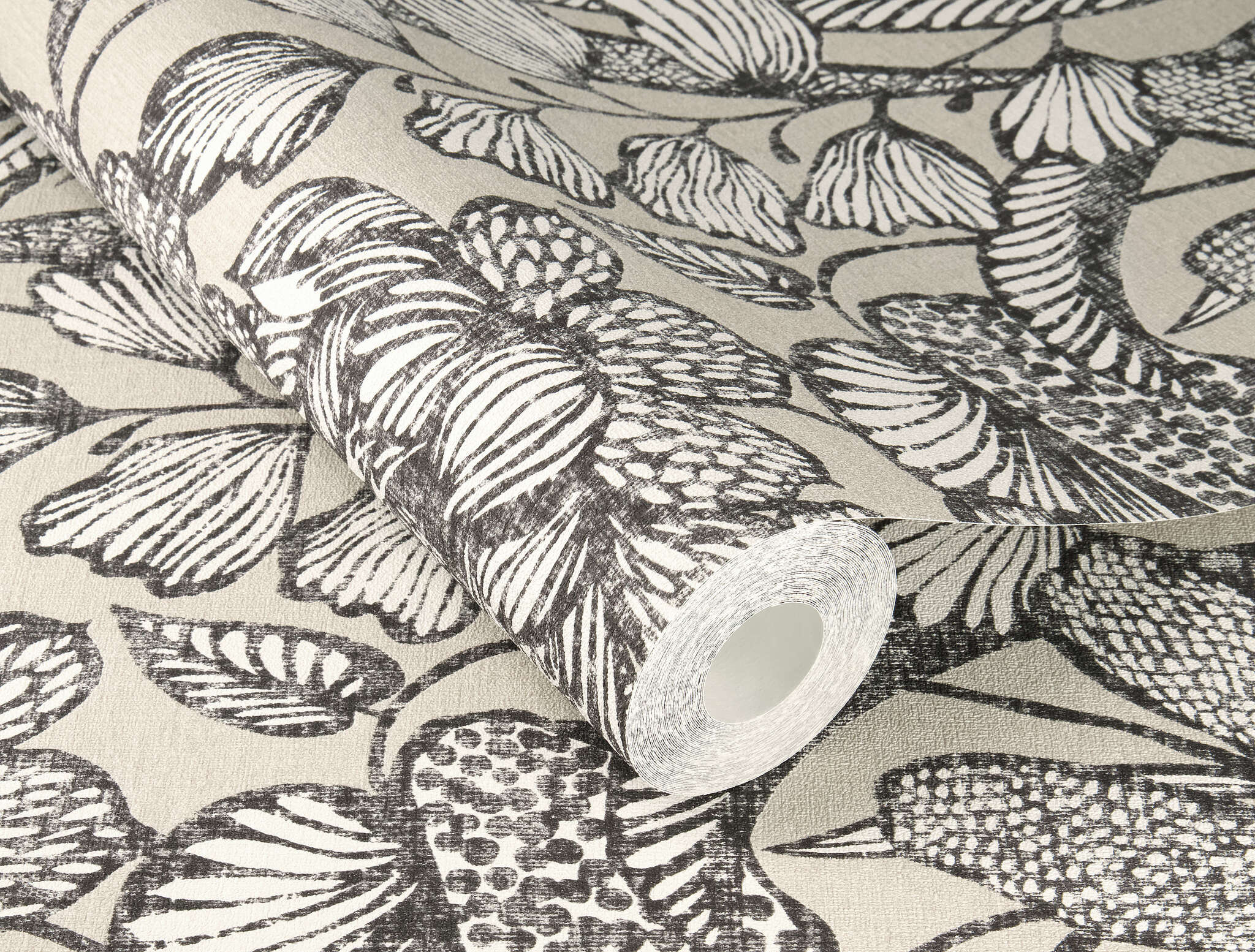 10-555332 Detailaufnahmen 1 Detailed image of Botanical wallpaper with large plants and leaves