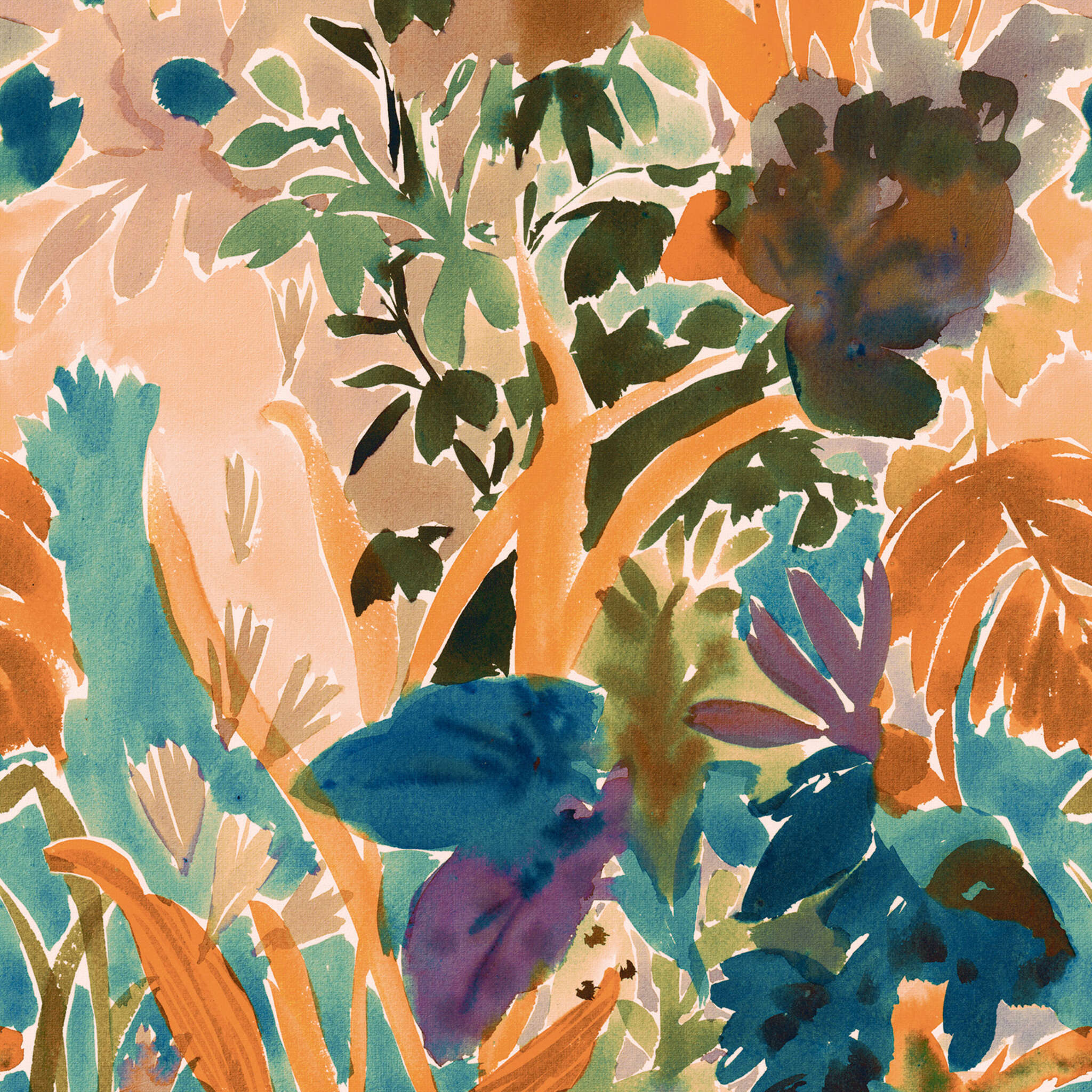 Orange-Blau-Grün-Braun