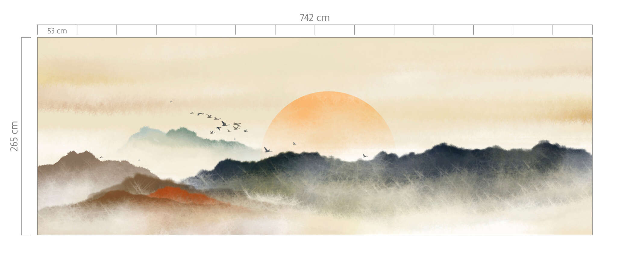 360073 - Fototapete - Panorama-Sonnenuntergang in Aquarell Wall mural with sunset 360073