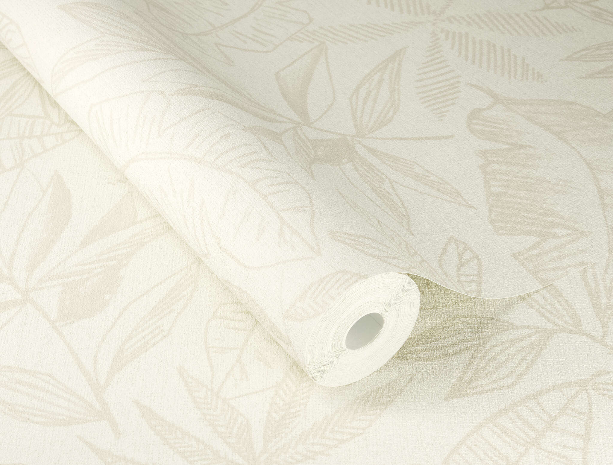 10-600568 Detailaufnahmen 1 Image détaillée de Papier peint avec de grandes feuilles esquissées dans un style bande dessinée