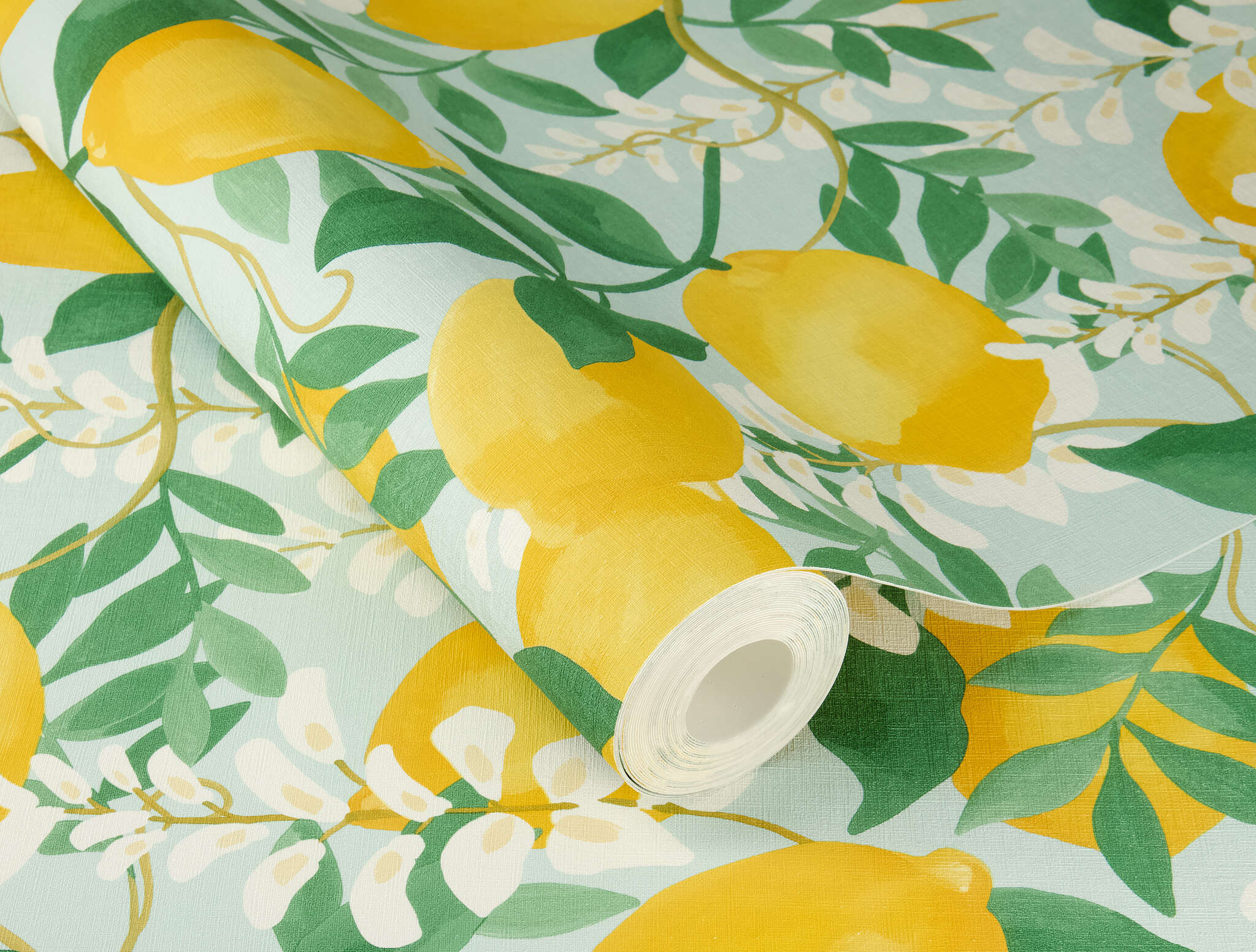 10-371215 Detailaufnahmen 2 Papier peint adhésif Portofino 371215 - Motif citron jaune, vert et blanc