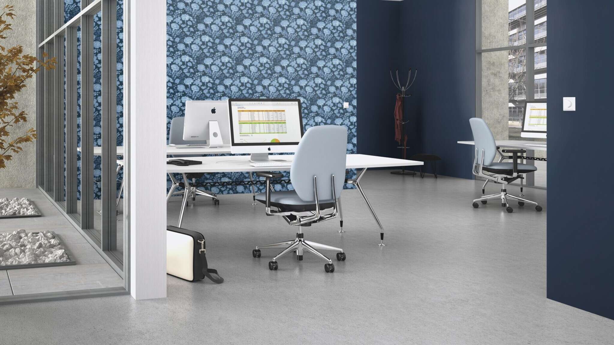10-865004 Raumsituationen 4 Room with Botanical wallpaper with sketched flowers and plants