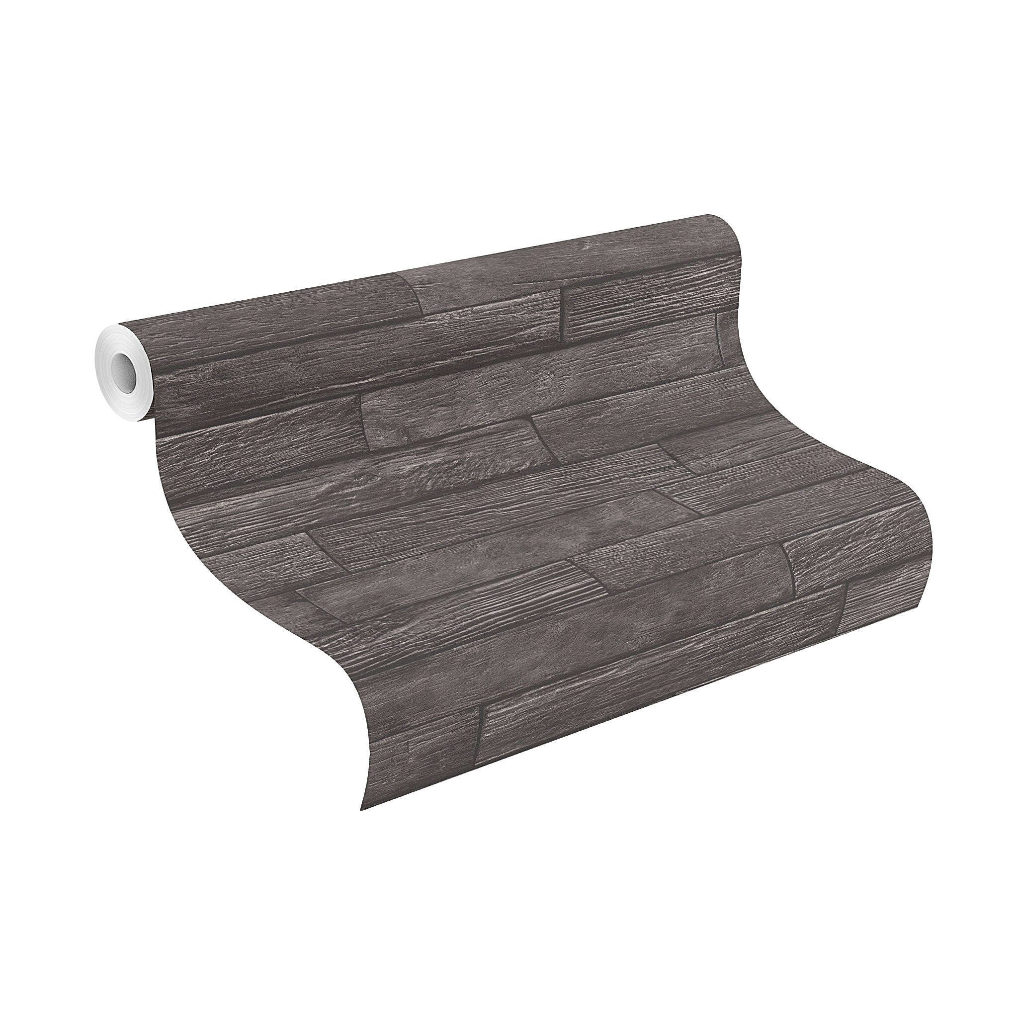 10-822533 Rolle abgerollt 1 Rollenabbildung mit Tapete mit Holzbalken und feiner Struktur