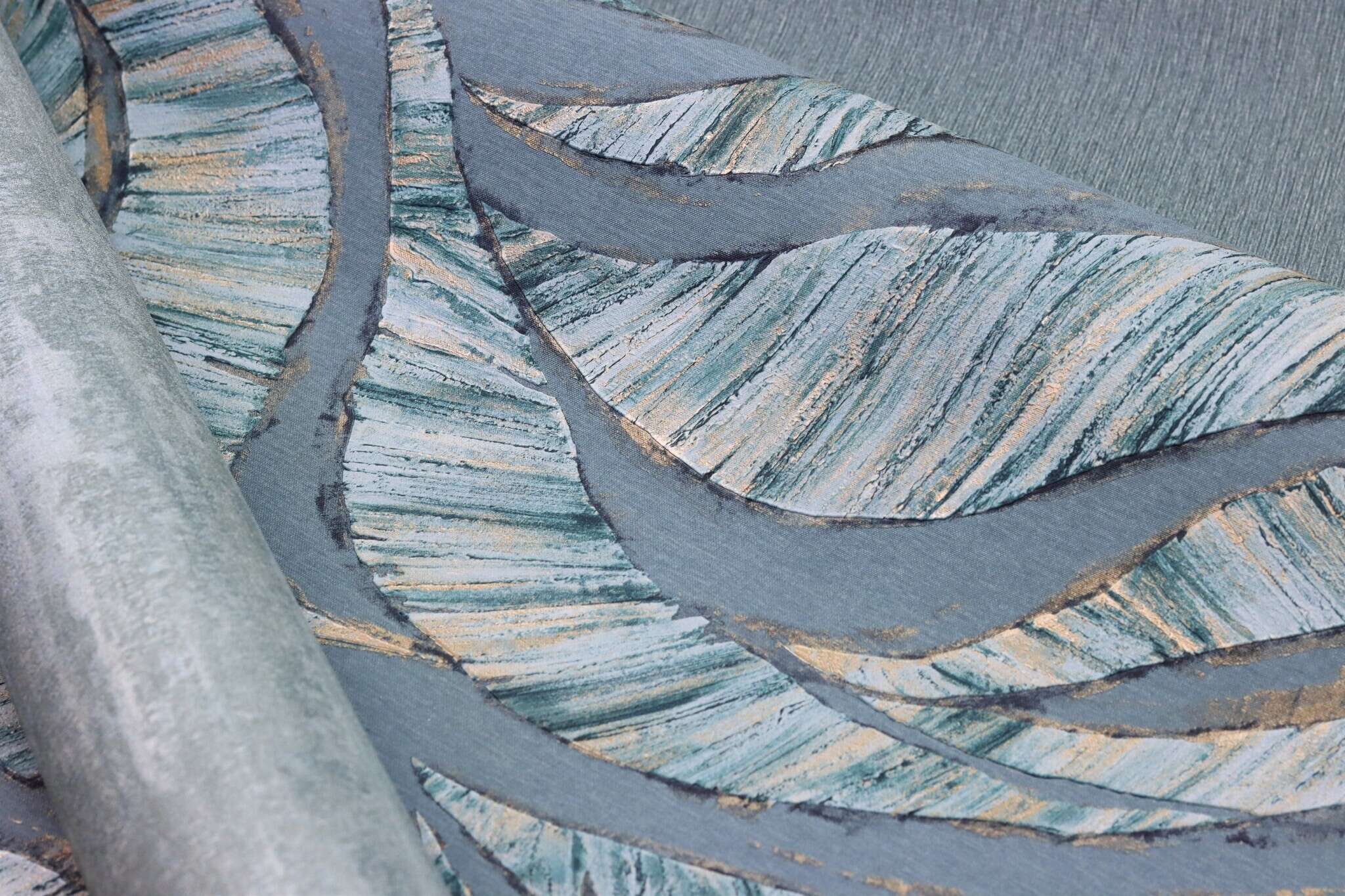 10-979329 Detailaufnahmen 3 Uni Vliestapete in Blau-Blaugrau Selection doppeltbreit 979329