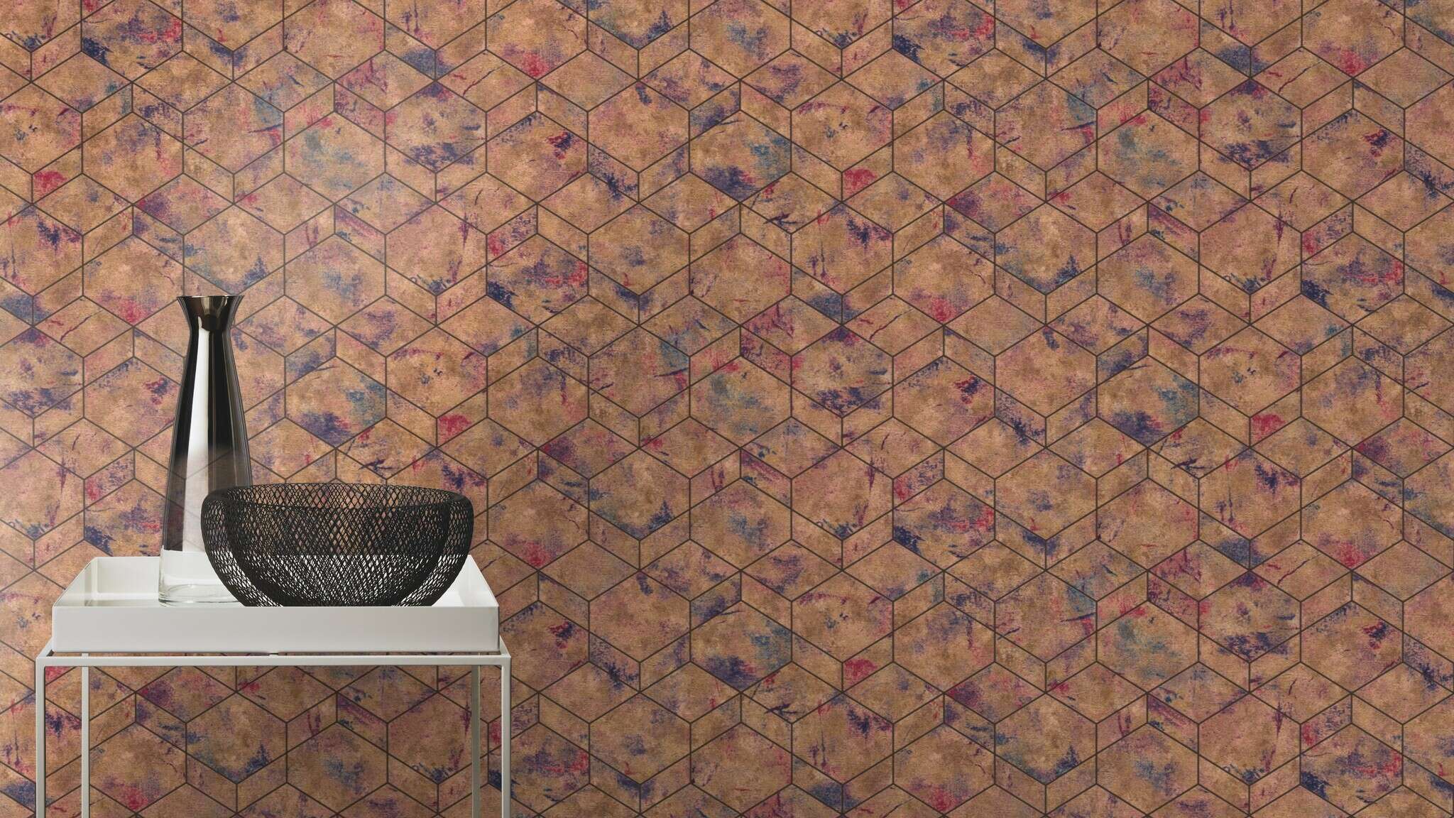 10-649611 Raumsituationen 2 Grafisch Vliestapete in Gold-Mattgold Selection 649611