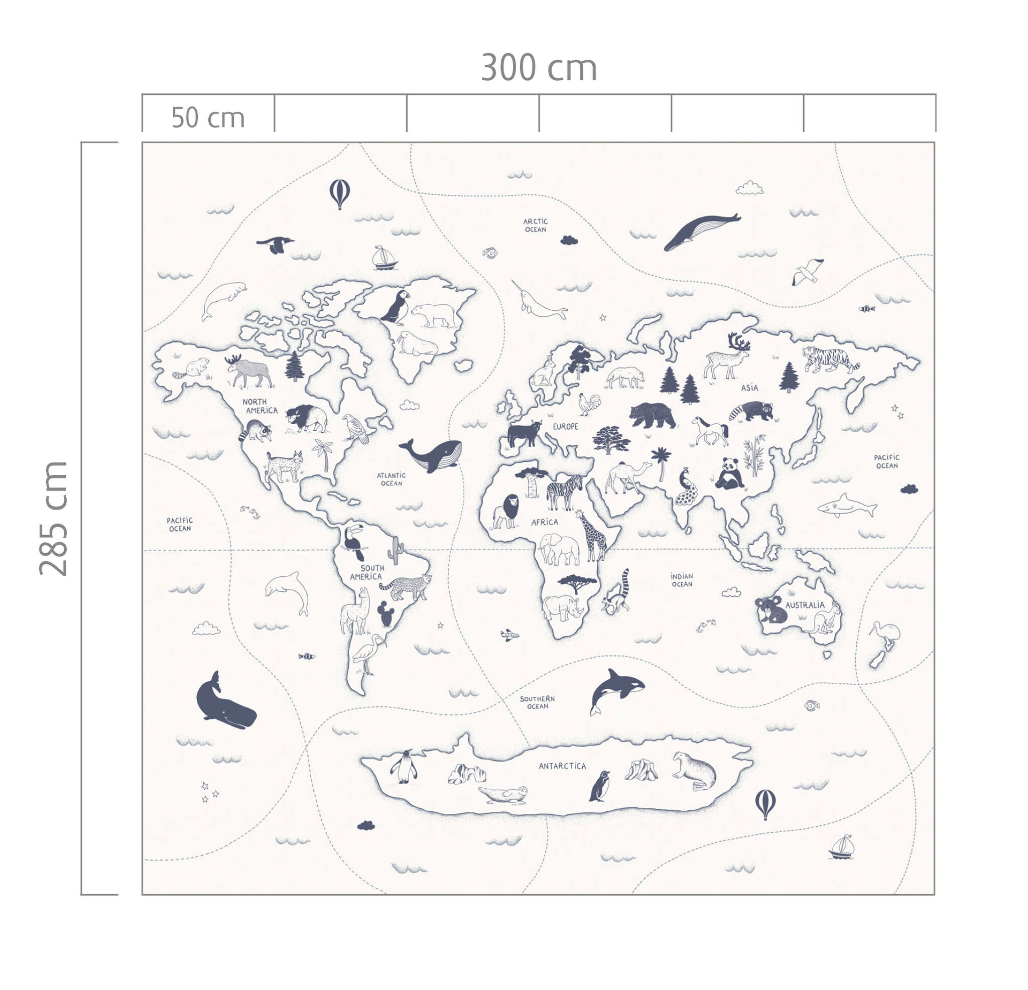 10-300066 Bildauschnitt 1 Wall mural Animal World in Blue | Roomblush - RB399