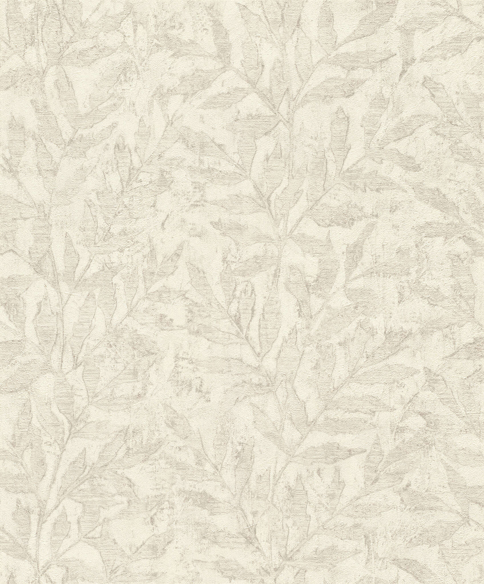 10-315004 Artikelscan 1 Helle Vliestapete mit sanft erhabener Blätterstruktur in Creme, ideal für eine ruhige, natürliche Raumwirkung.