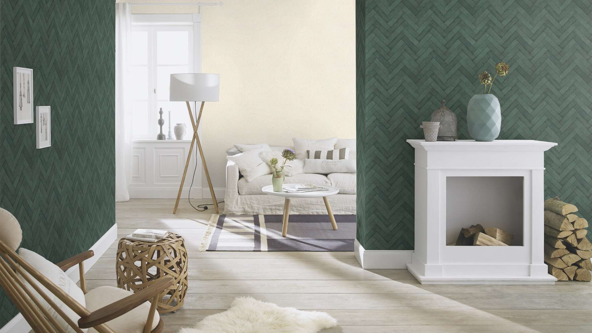10-499155 Raumsituationen 1 Room with Wallpaper with bricks