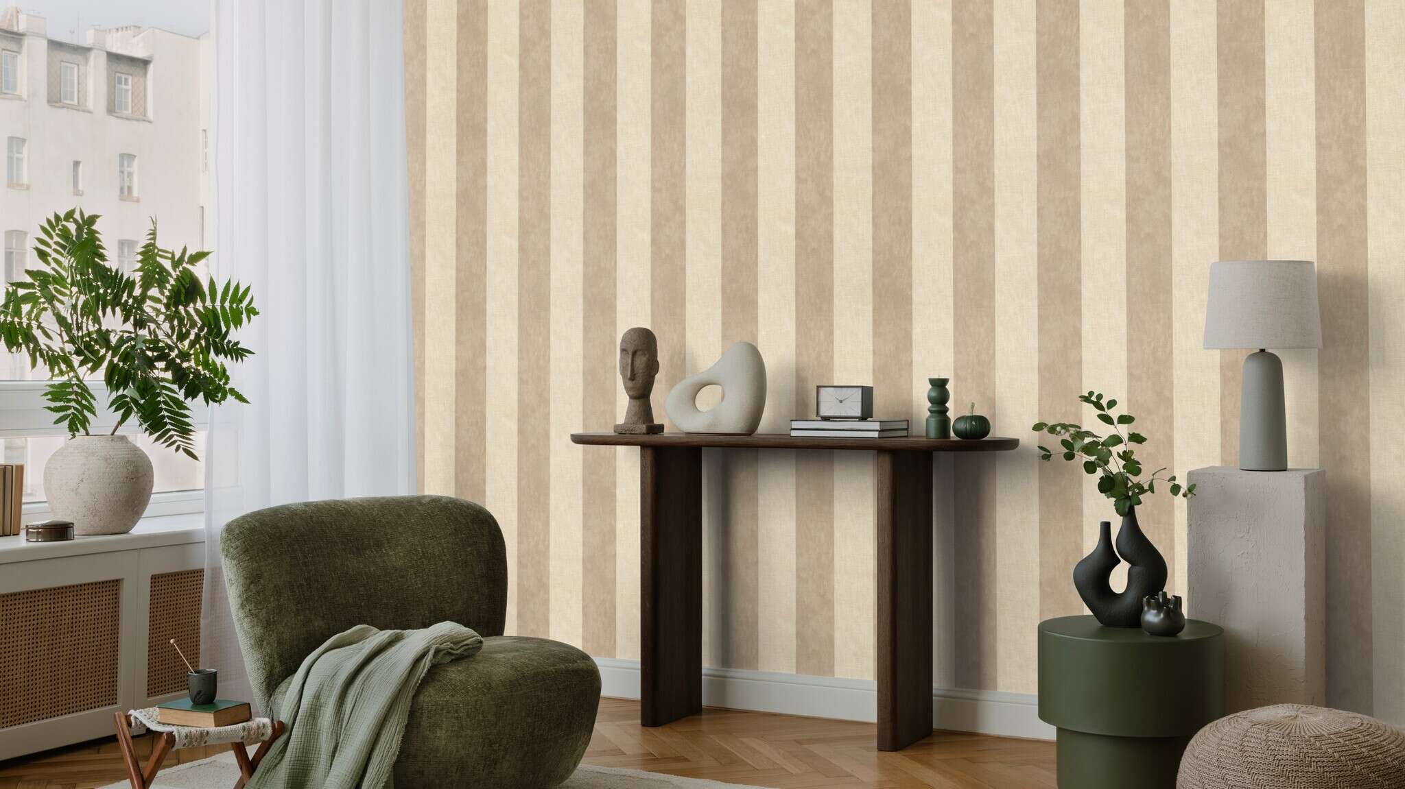 10-815931 Raumsituationen 1 Leinenstruktur Vliestapete in Creme #followusaround 815931
