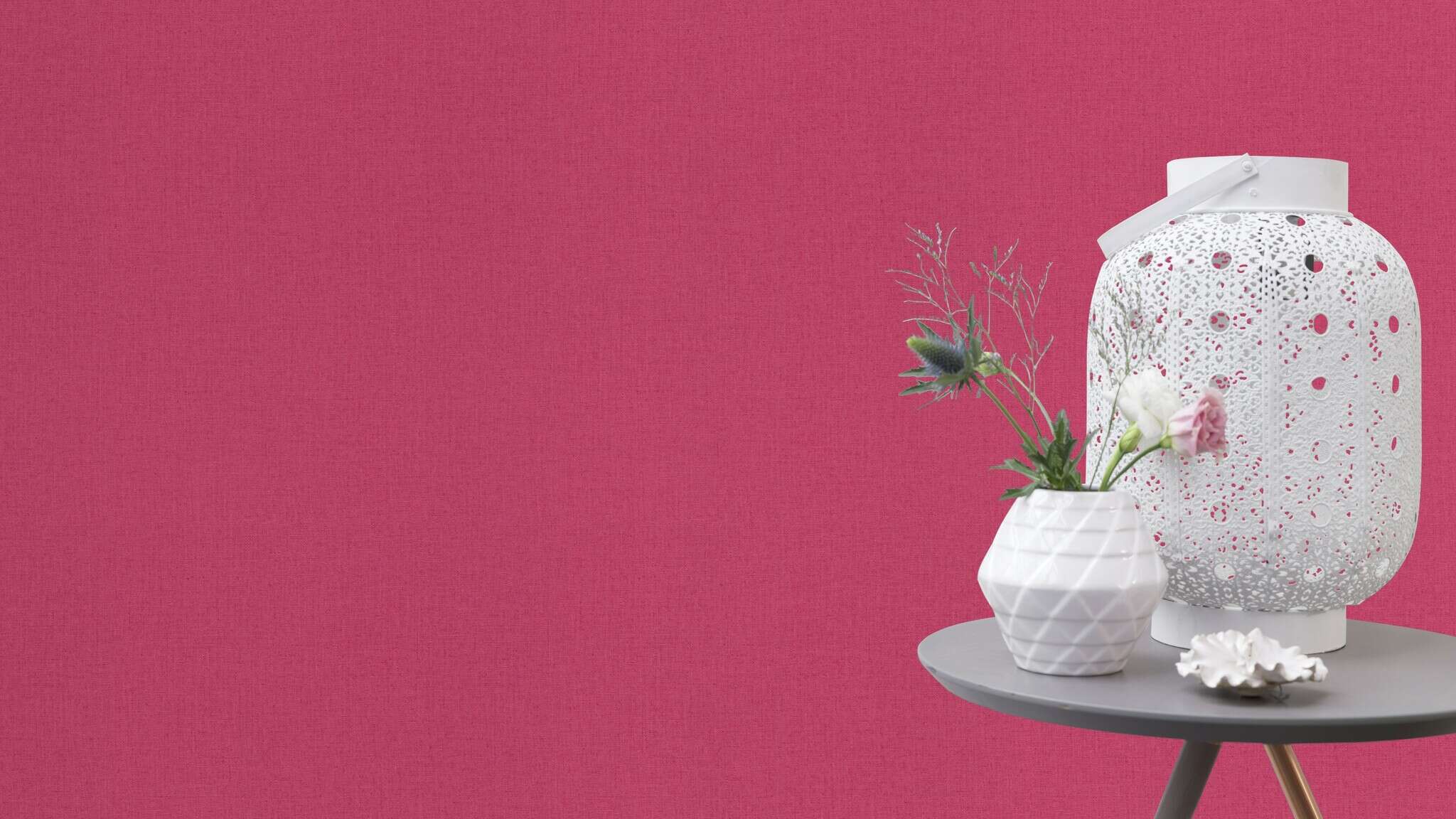 10-560152 Raumsituationen 2 Linen-look non-woven wallpaper in pink-dark pink Selection 560152