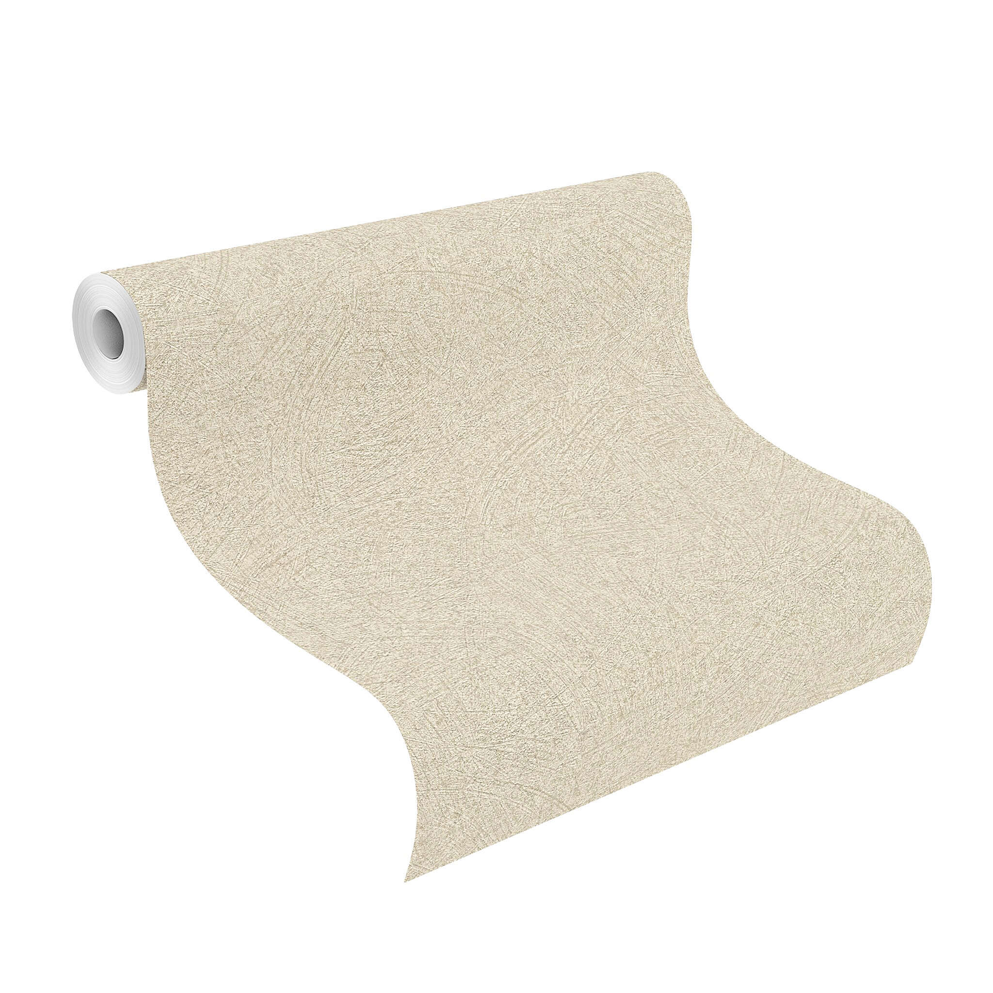 10-520248 Rolle abgerollt 1 Unrolled wallpaper roll with Single-colour wallpaper with plaster look