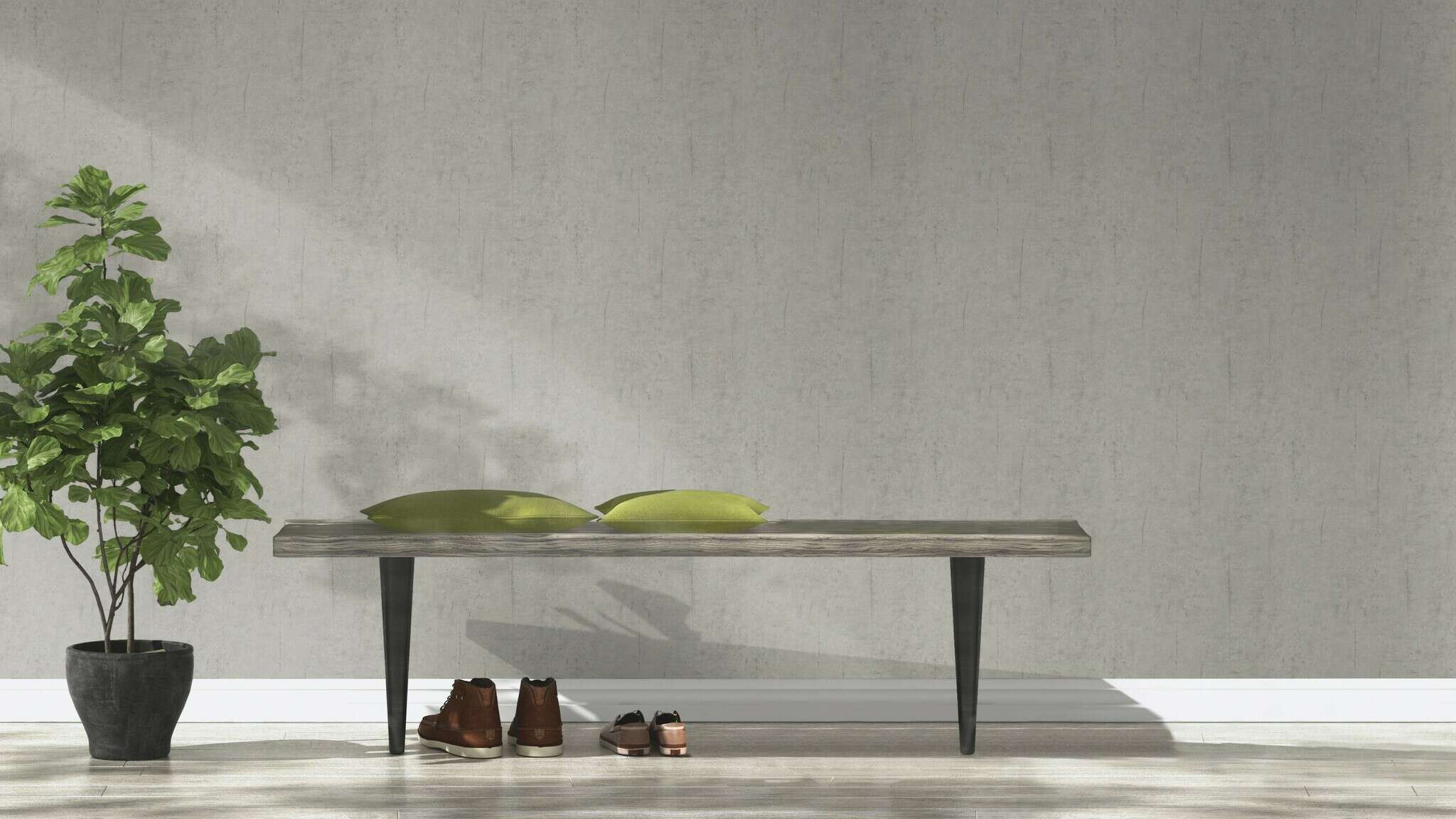 10-475302 Raumsituationen 2 Room with Modern wallpaper in a realistic concrete look with fine cracks and grains