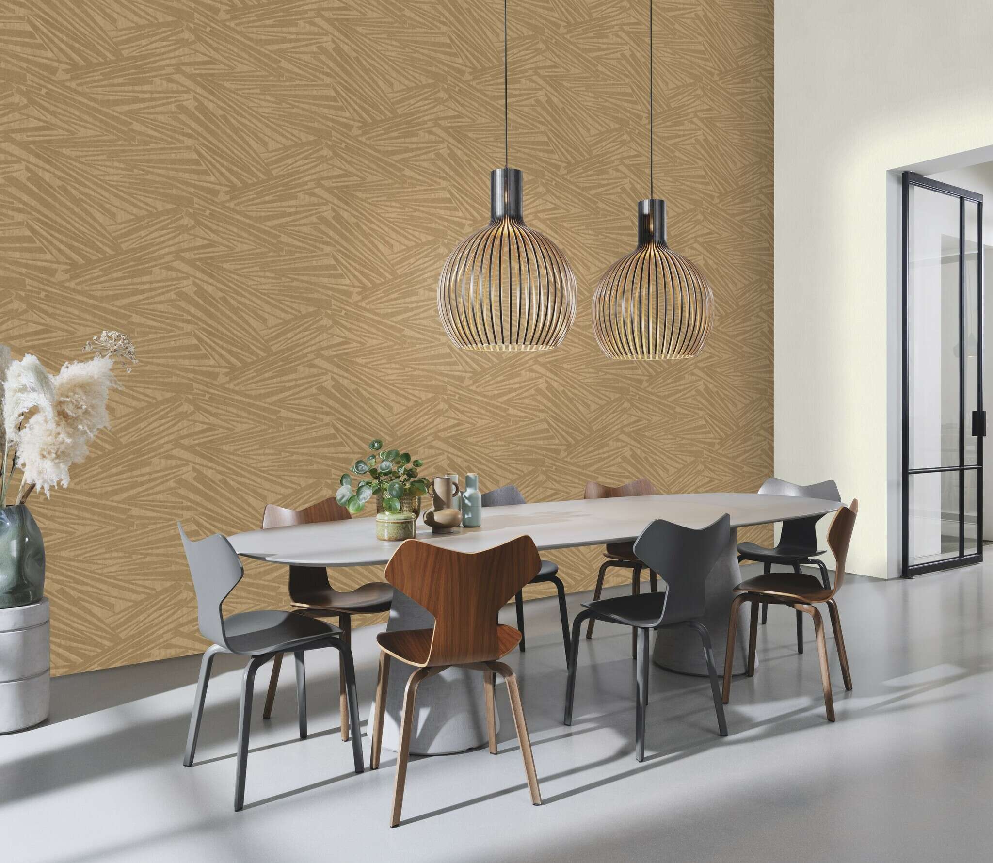 10-608311 Raumsituationen 2 Room with Graphic wallpaper with three-dimensional rods
