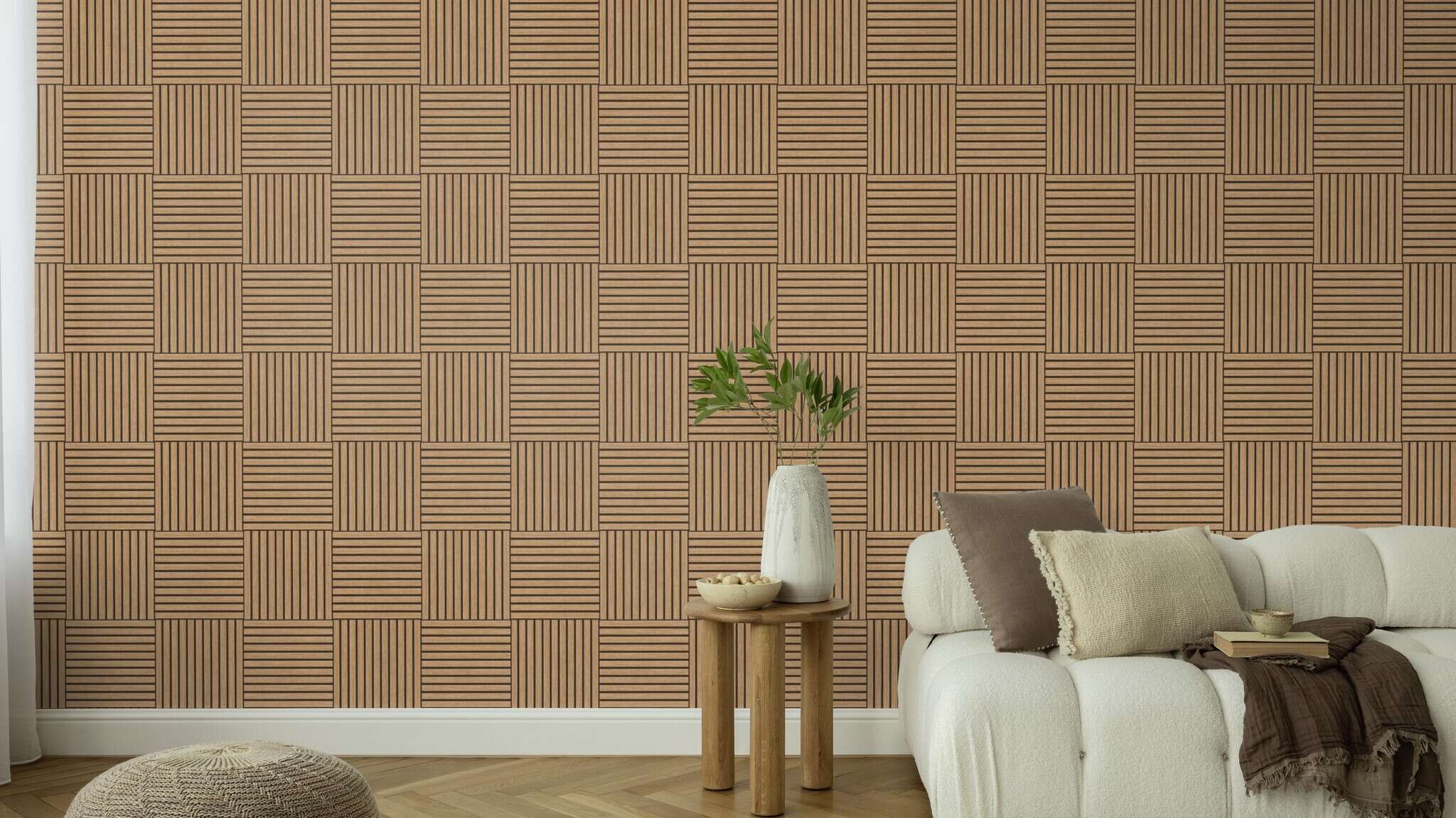 10-417173 Raumsituationen 3 Wood-effect wallpaper in brown – Tonea Factory VI 417173