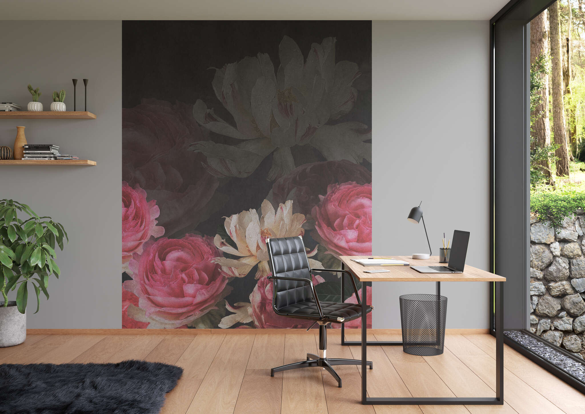 Arbeitszimmer mit 363470 - Wandbild - Taufrische Blüten in Pink & Weiß magicwalls photo wallpaper 363470