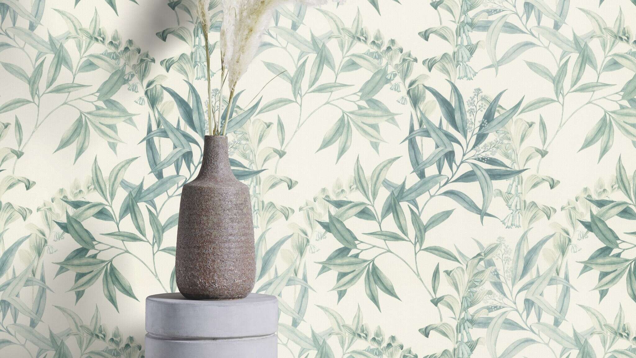 10-417340 Raumsituationen 2 Non-woven wallpaper in green-taupe Liverna 417340
