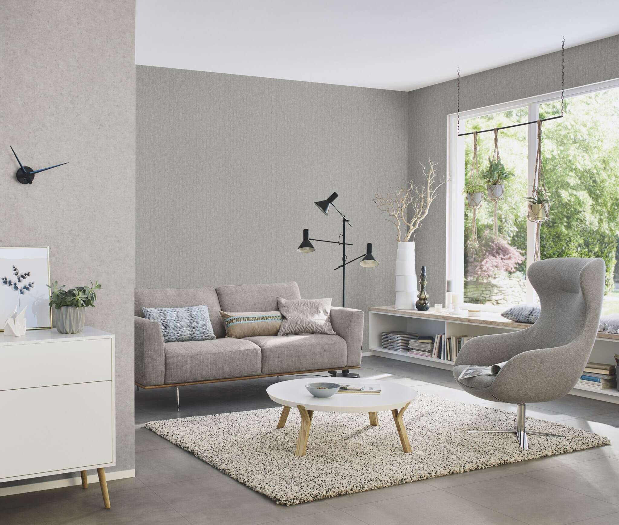10-499247 Raumsituationen 3 Room with Wallpaper with concrete look