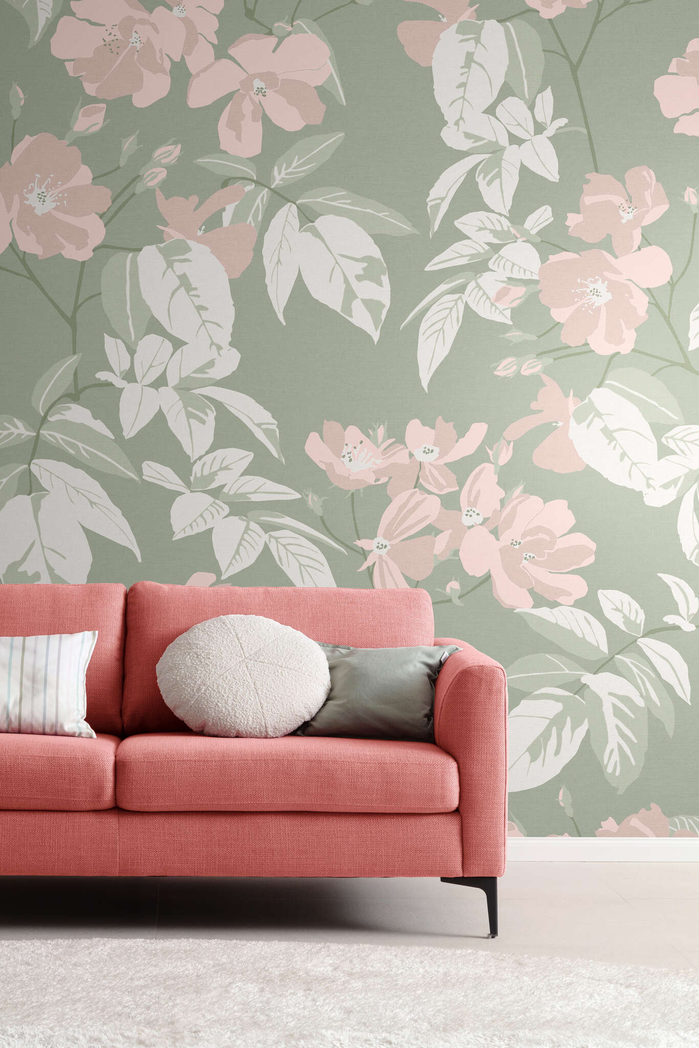 10-366839 Raumbilder 1 SCHÖNER WOHNEN collection mural FLOWERS in green photo wallpaper 366839
