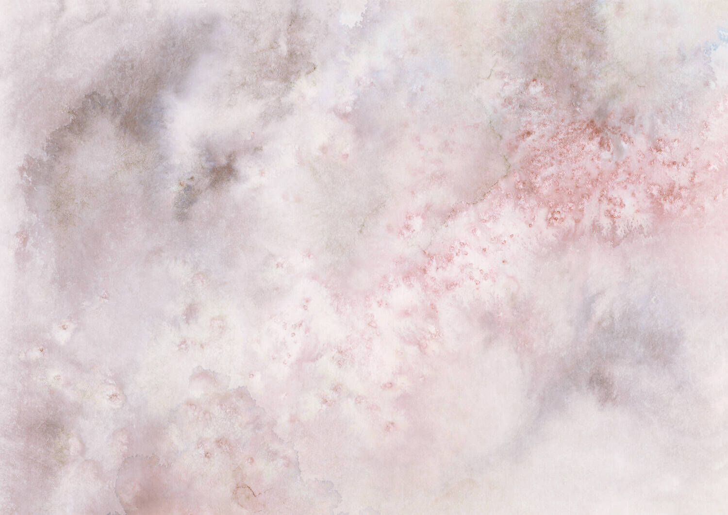 Wandbild - Wolkiges Aquarell in grau, rosé und weiß mit spannenden Farbverläufen 