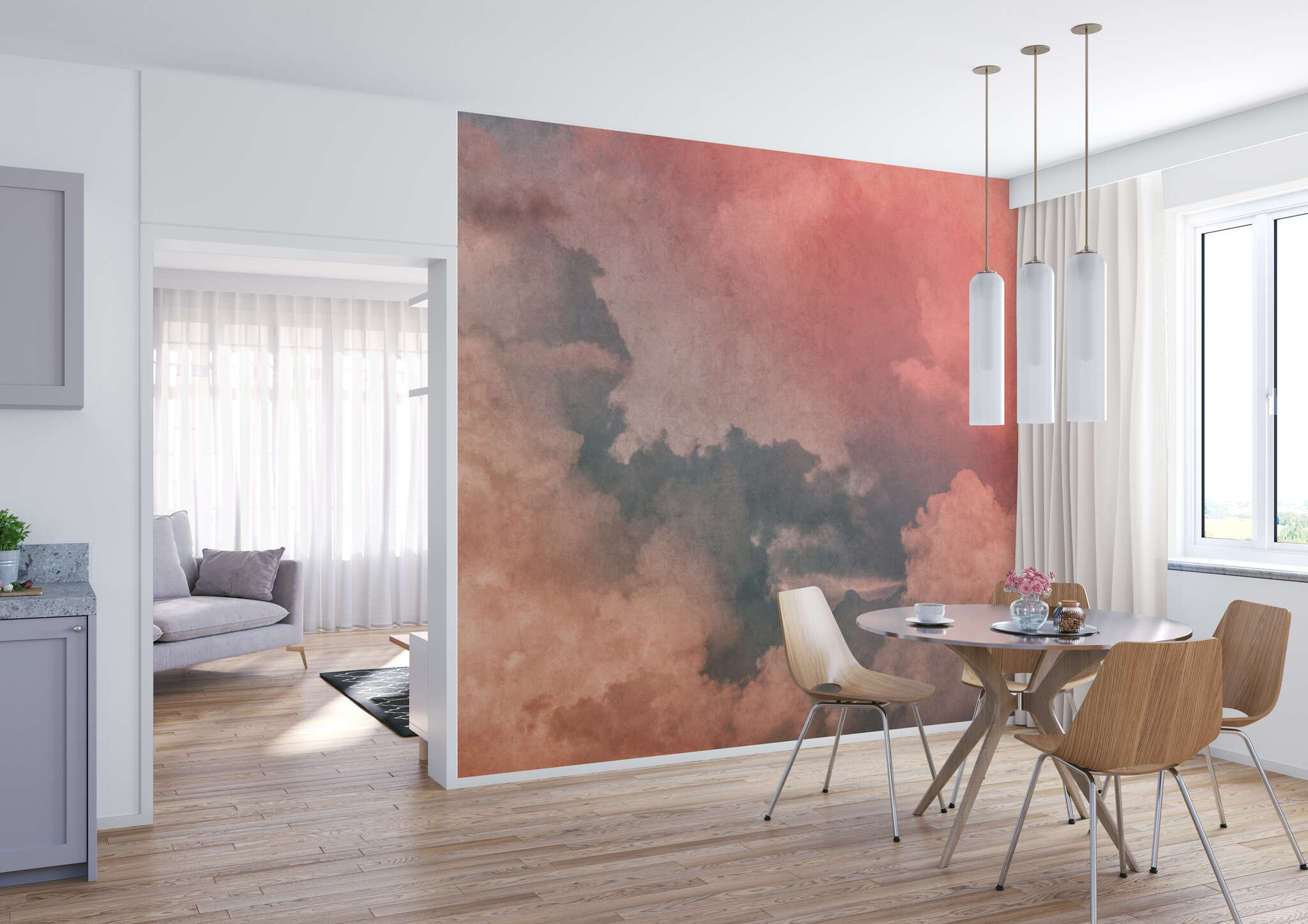 Esszimmer mit 363173 - Fototapete - Rotes Wolkenbild mit changierenden Effekten magicwalls Fototapete mit Wolken in Rot 363173