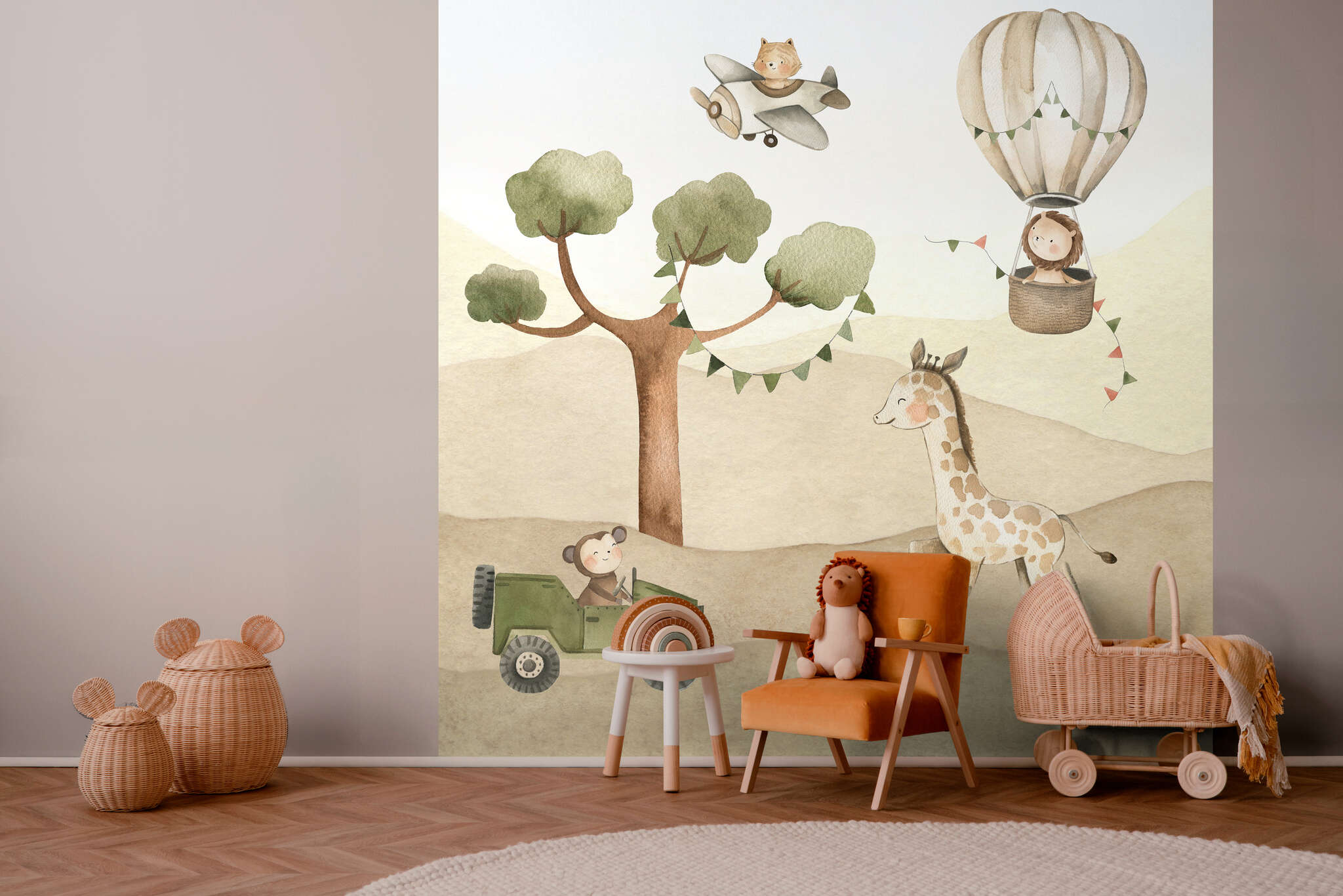10-368000 Raumbilder 1 Fototapete Kinder mit Tieren in Beige - Kids World II 368000